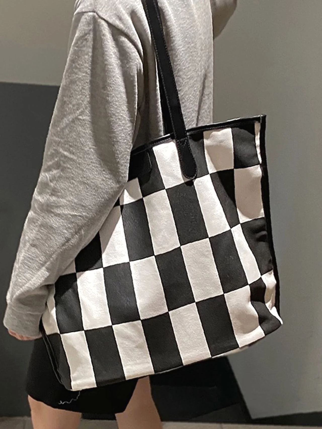 Bag For Love - Checkered Pattern Large Capacity Shoulder Tote Bag  - Women Tote Bags