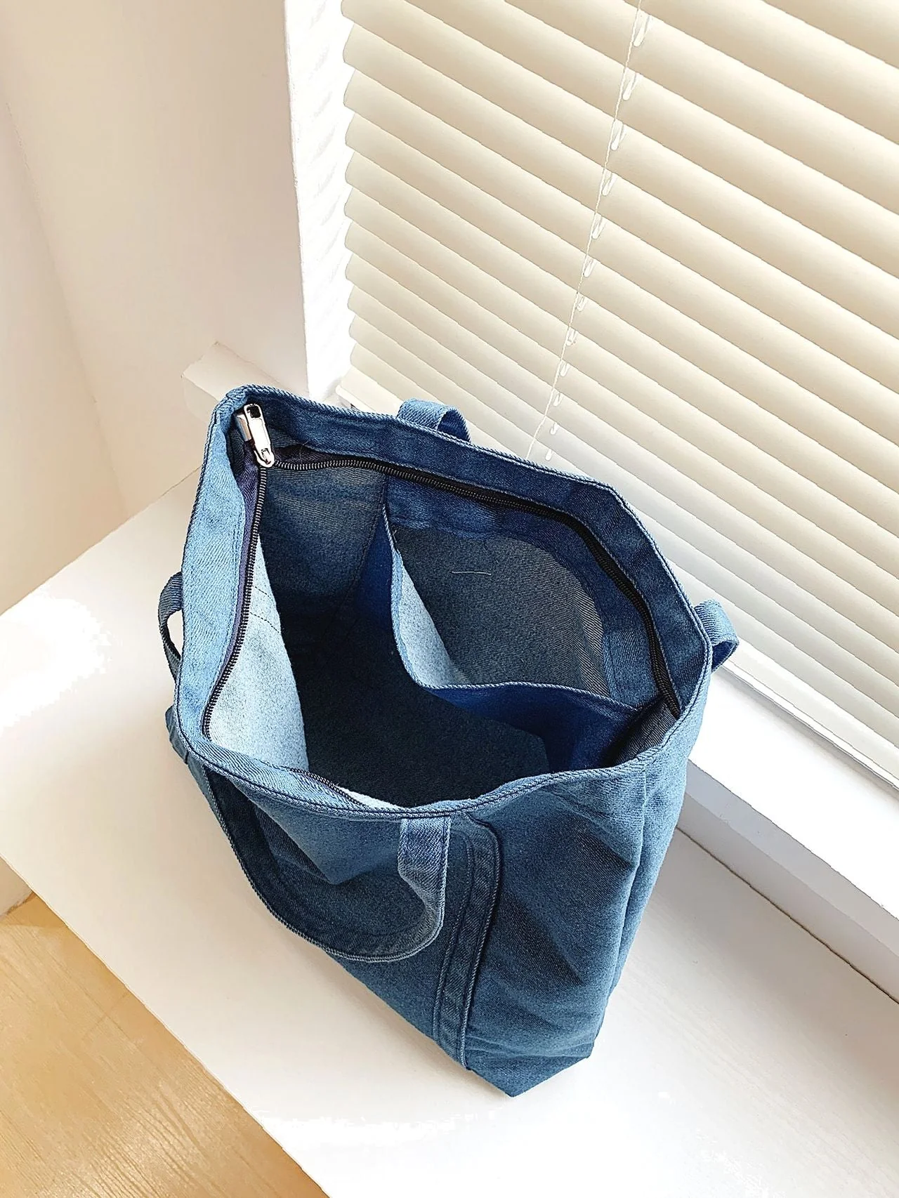 Bag For Love - Minimalist Denim Shoulder Tote Bag  - Women Tote Bags