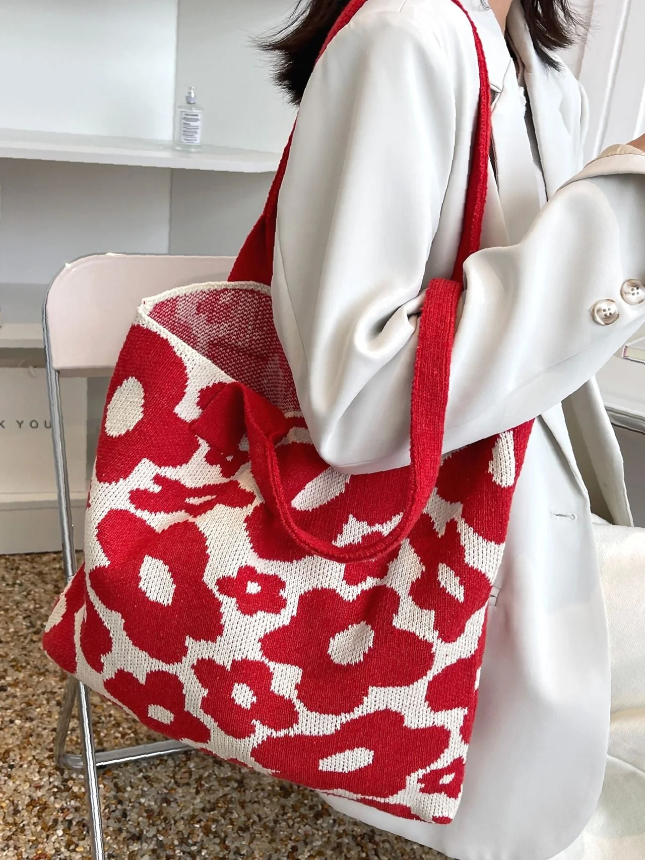 Bag For Love - Floral Graphic Large Capacity Crochet Bag  - Women Tote Bags