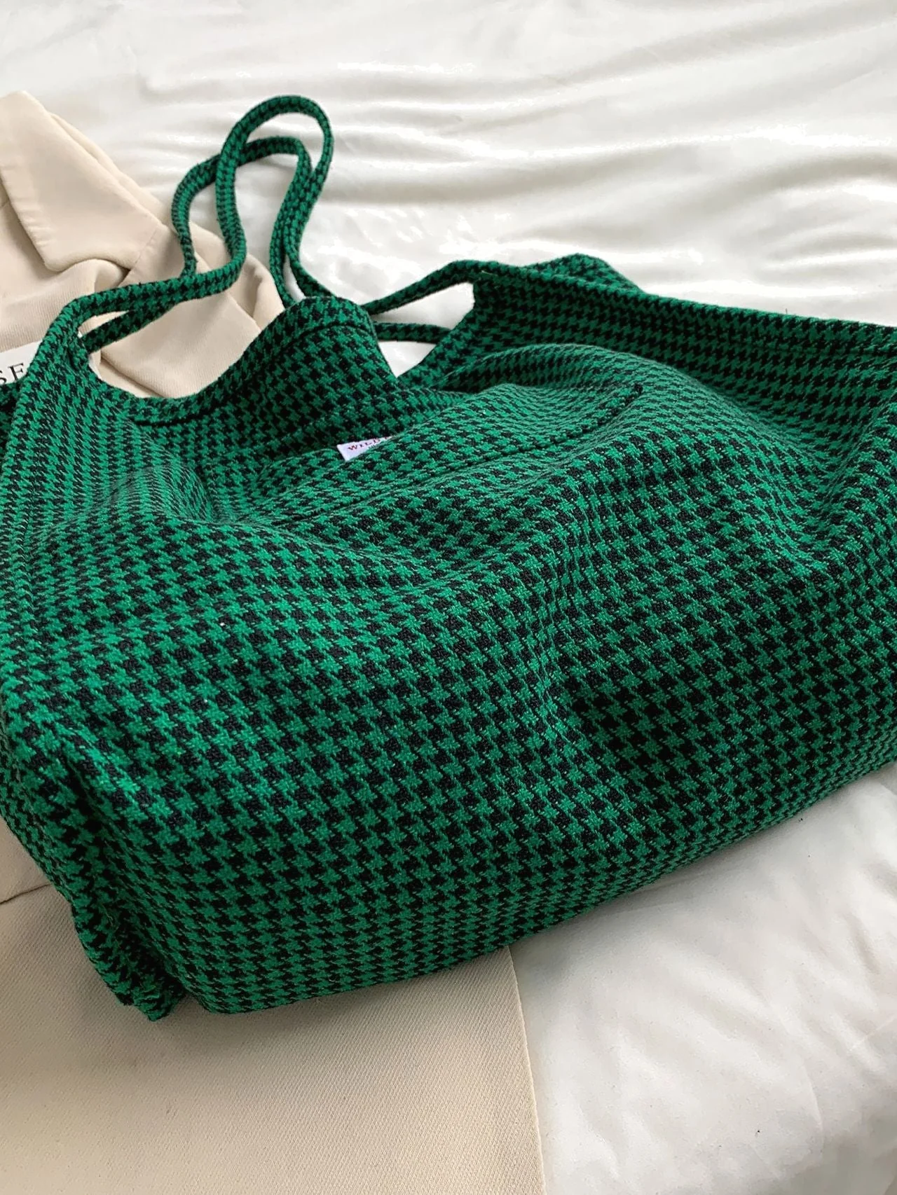 Bag For Love - Houndstooth Pattern Large Capacity Tote Bag  - Women Tote Bags