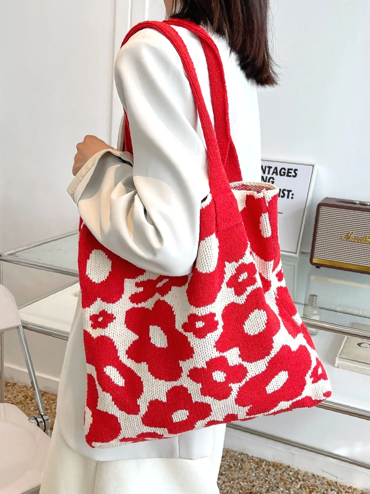 Bag For Love - Floral Graphic Large Capacity Crochet Bag  - Women Tote Bags