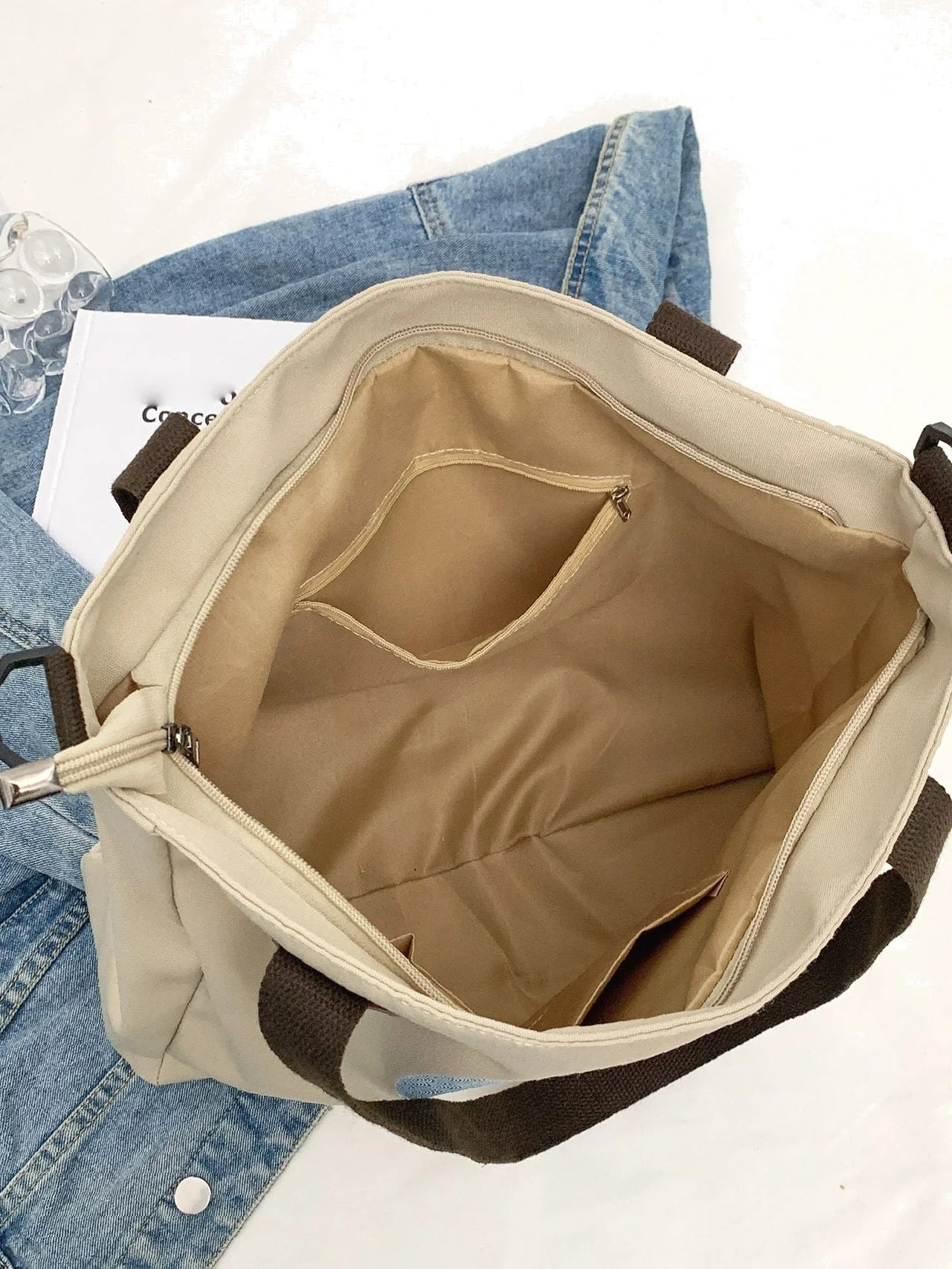 Bag For Love - Letter Graphic Shoulder Tote Bag  - Women Tote Bags