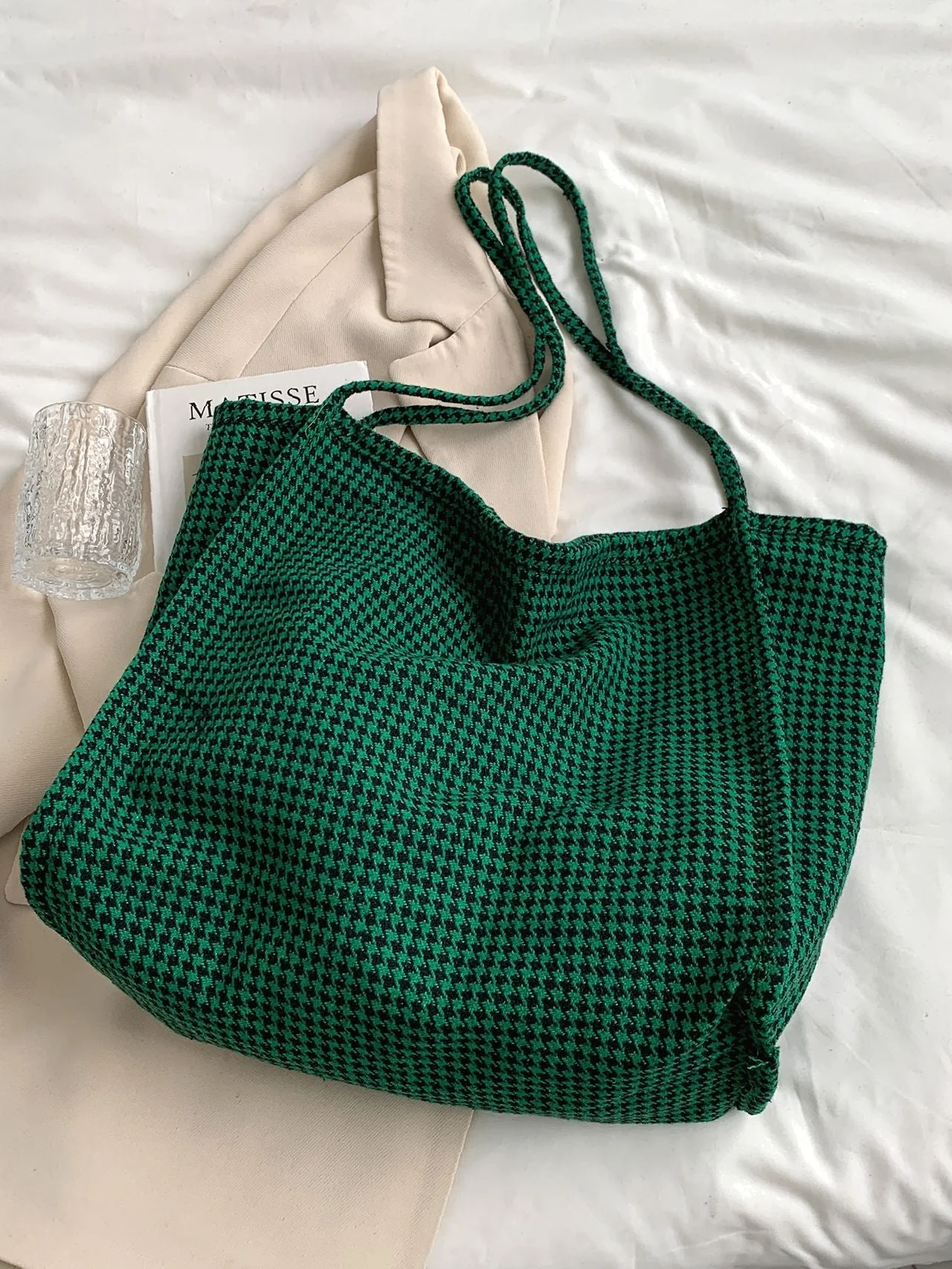 Bag For Love - Houndstooth Pattern Large Capacity Tote Bag  - Women Tote Bags