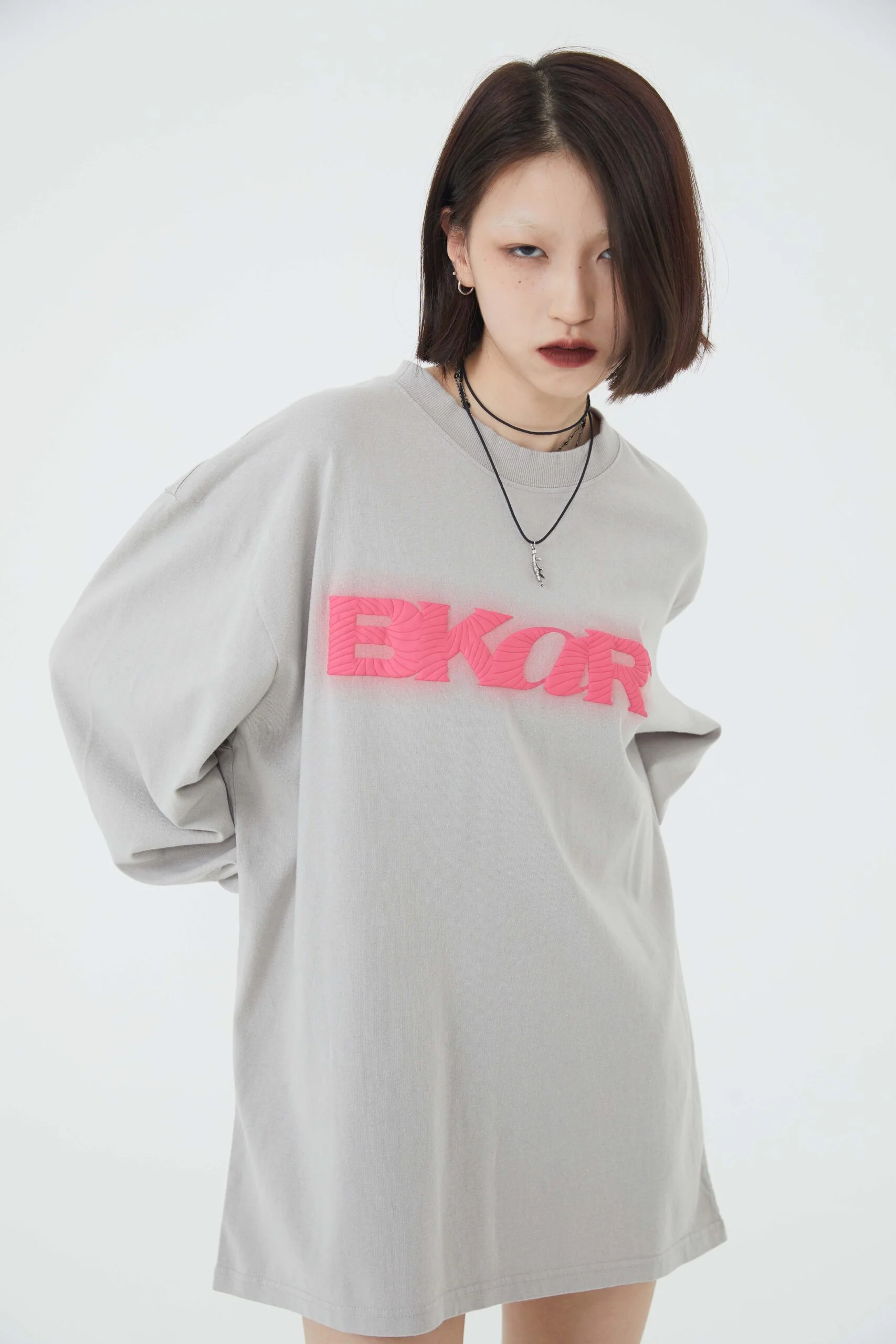 Motif Embossed Long-Sleeve