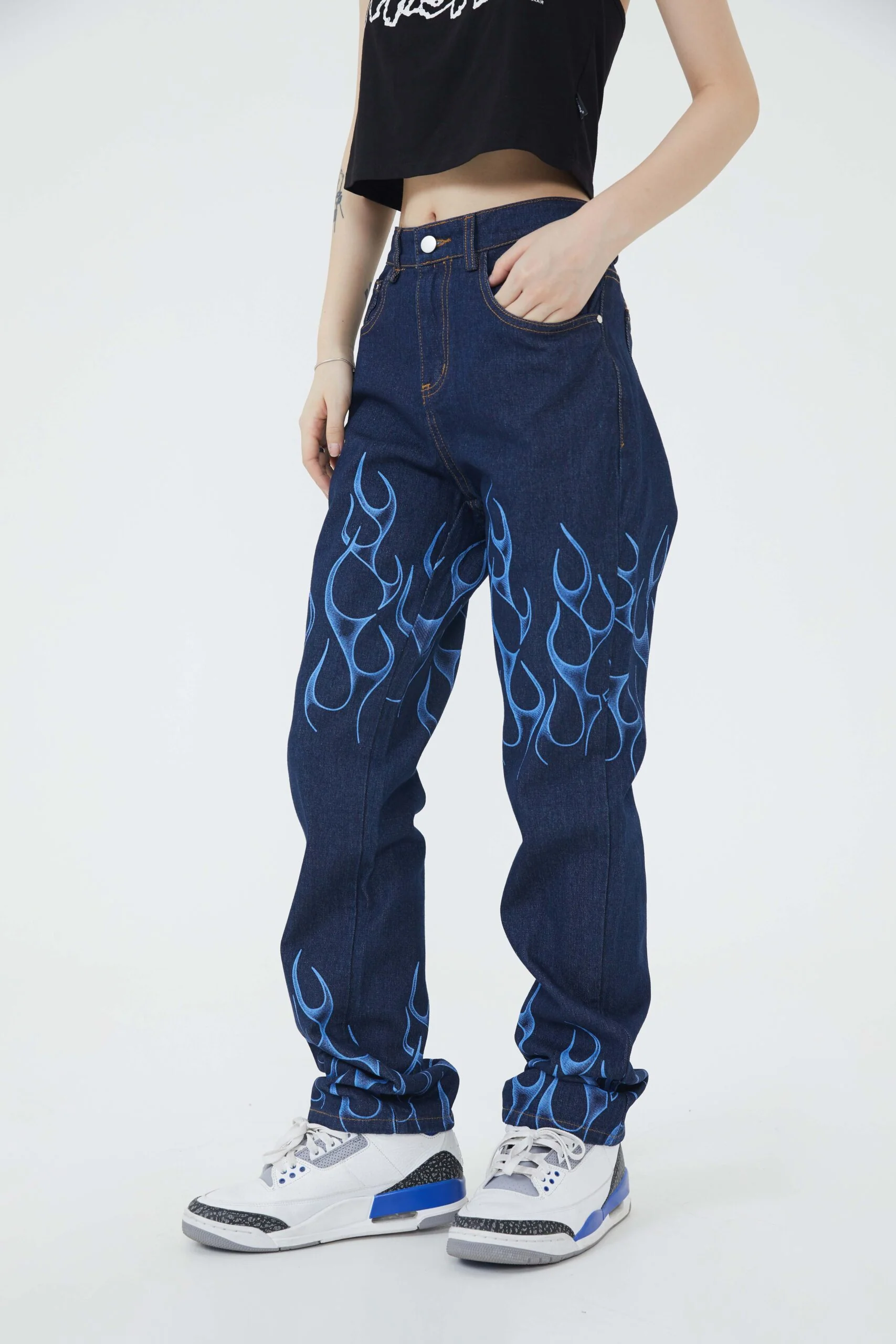 Flame Pattened Bka Pants