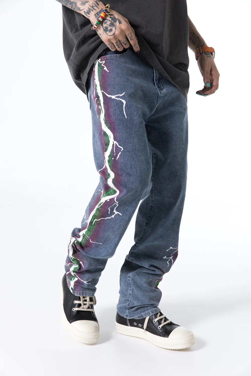 Retrograde Motif Denim Pants