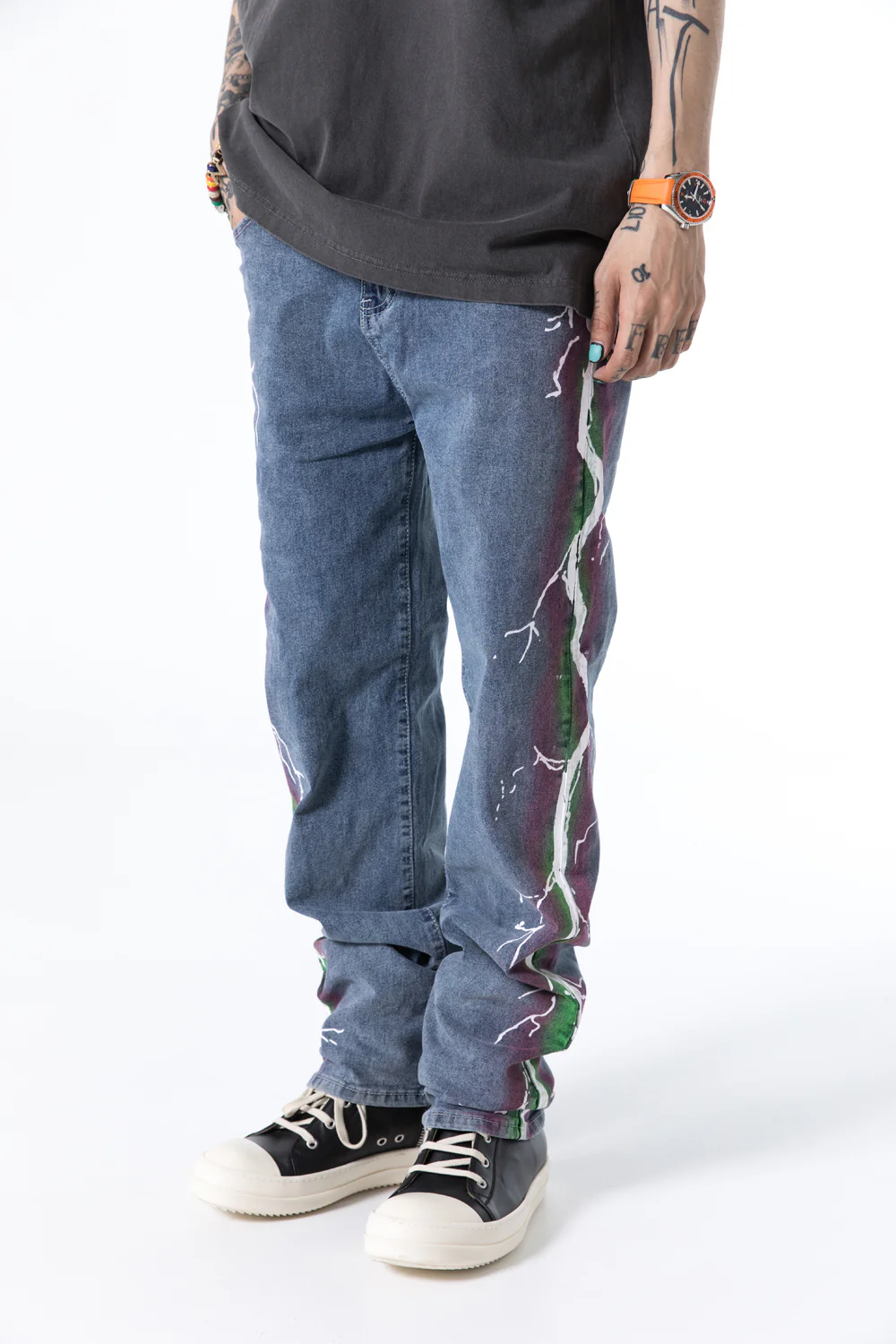 Retrograde Motif Denim Pants