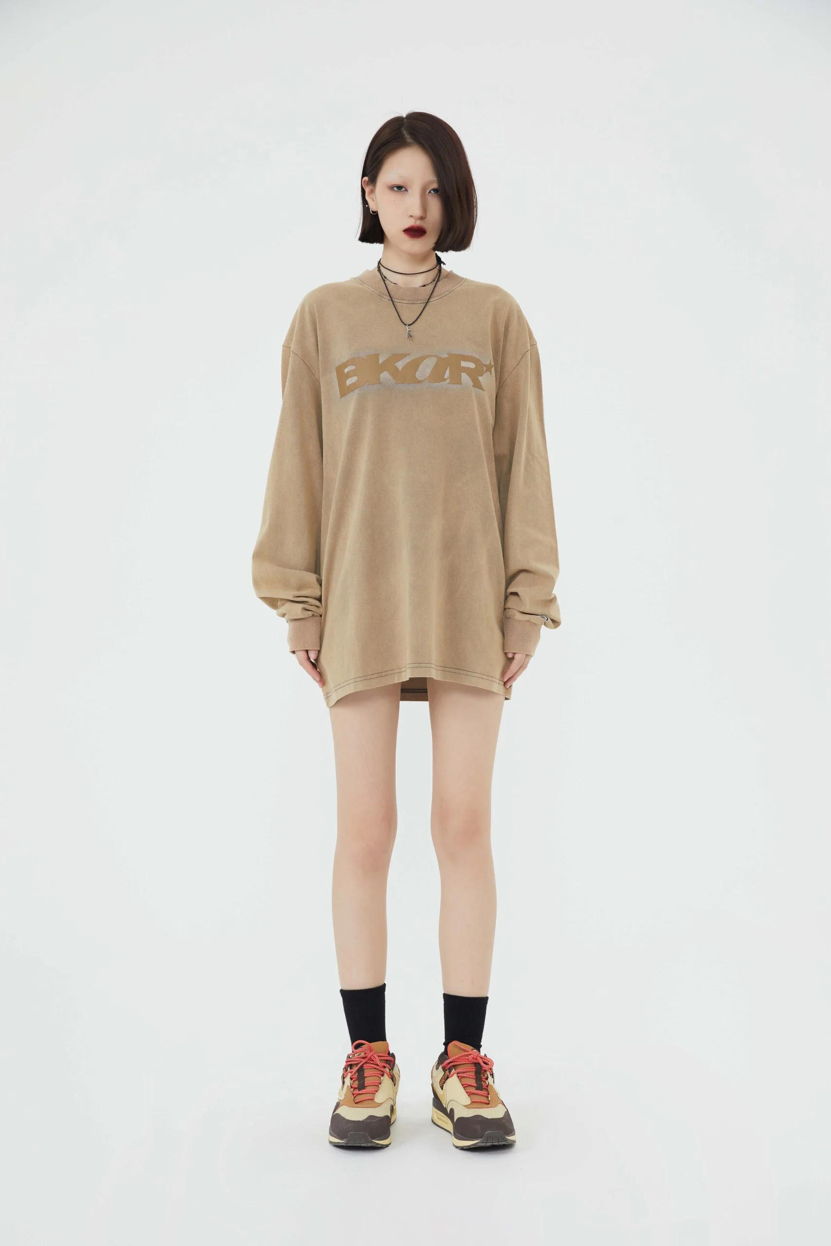 Motif Embossed Long-Sleeve