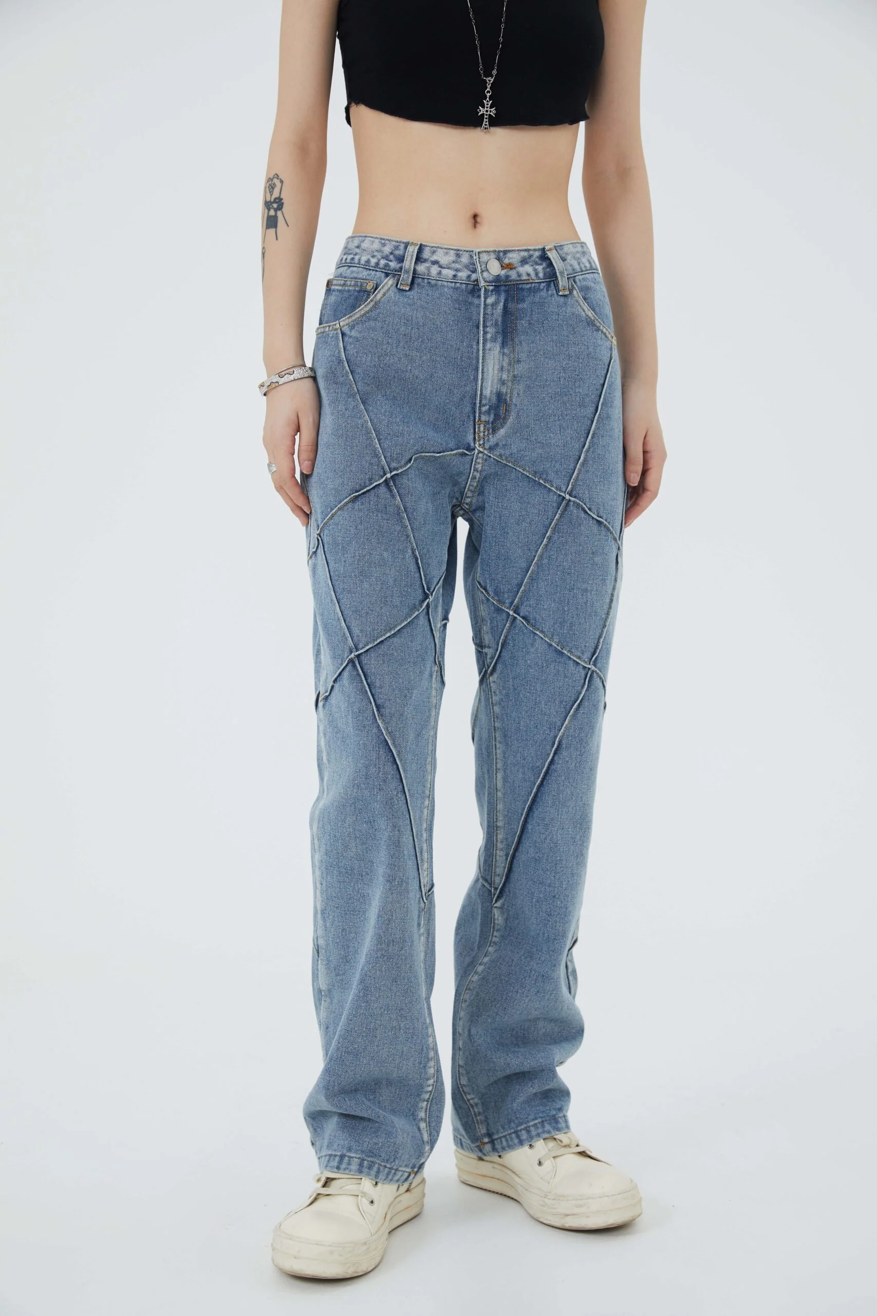 Mesh Denim Pants