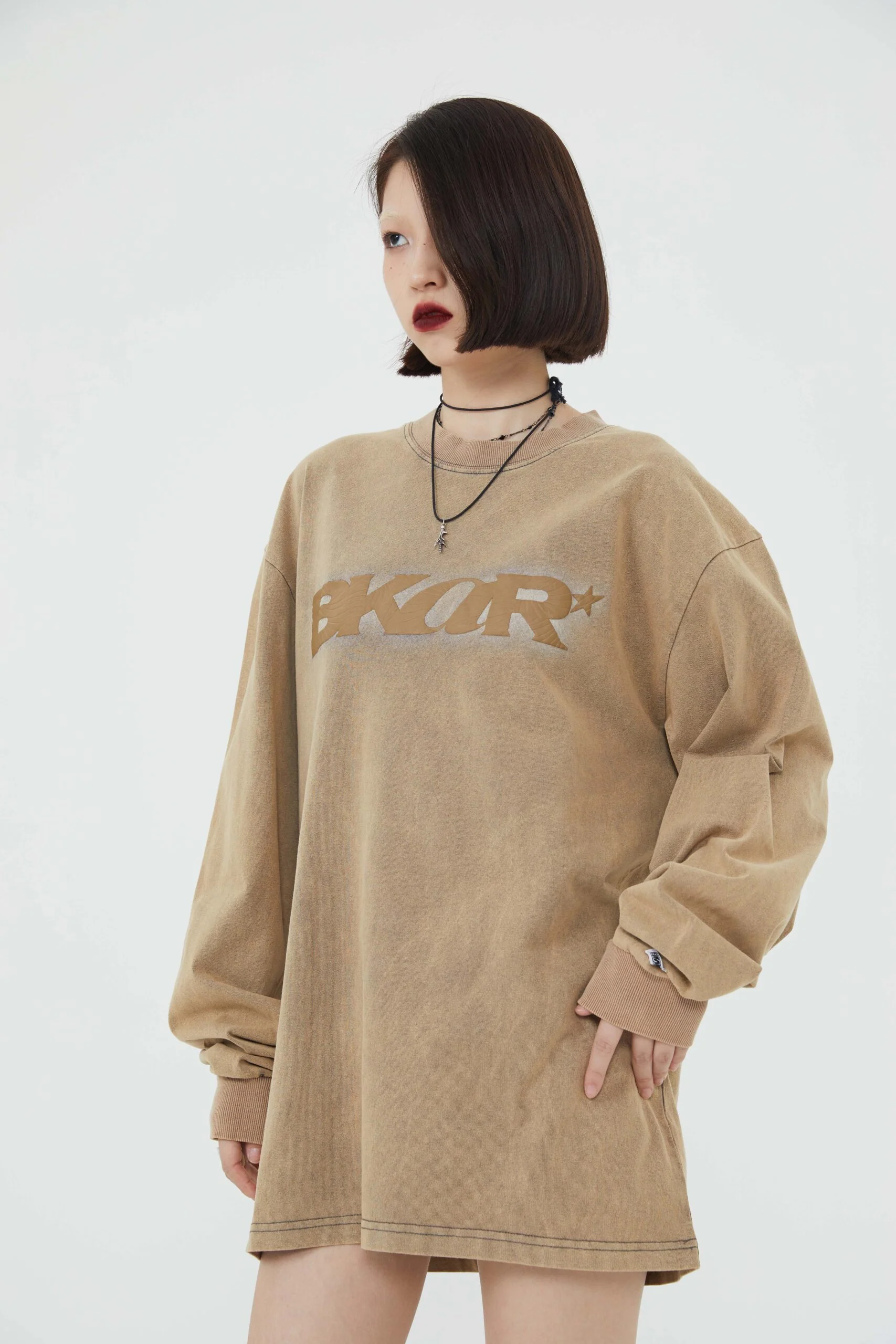 Motif Embossed Long-Sleeve