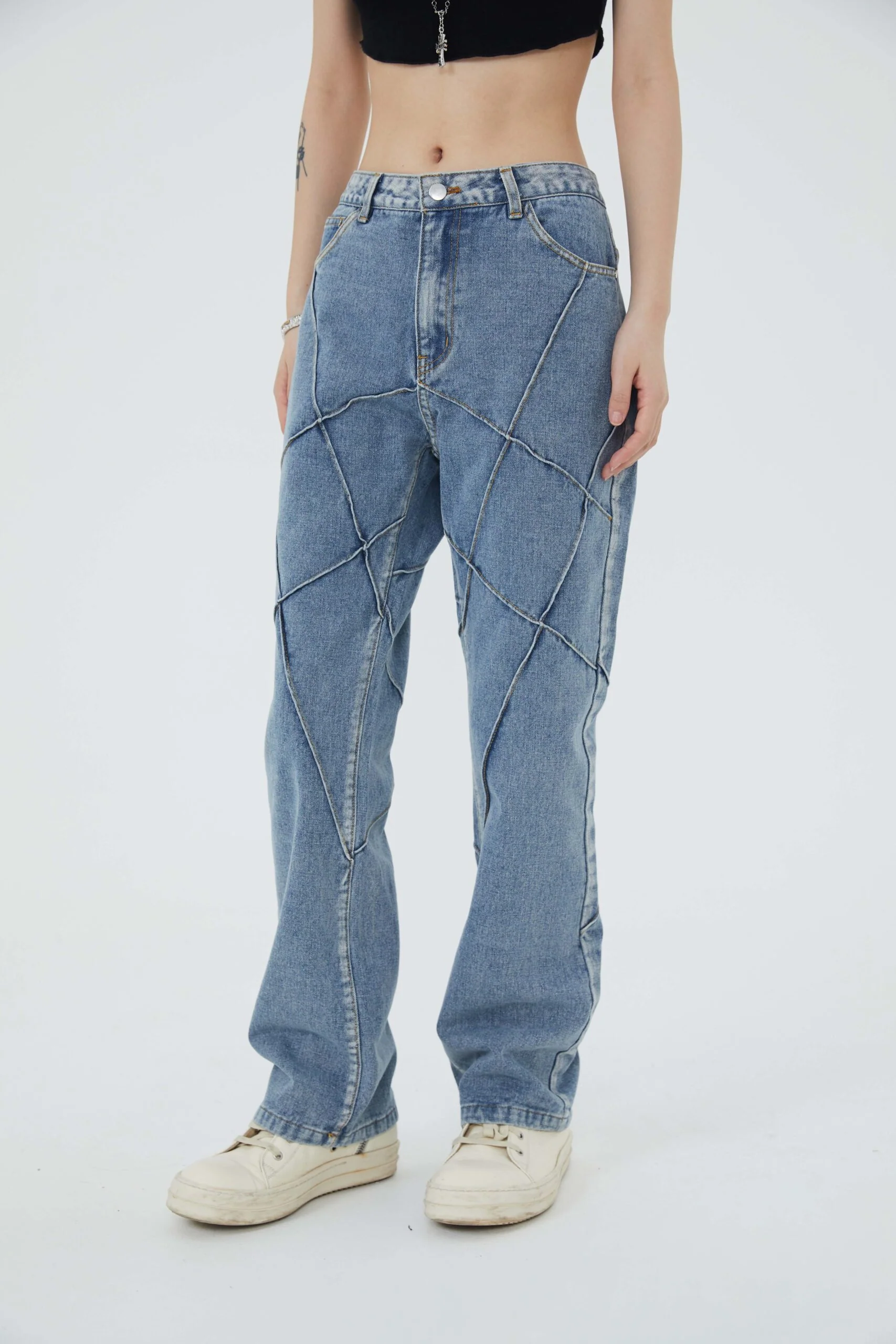 Mesh Denim Pants