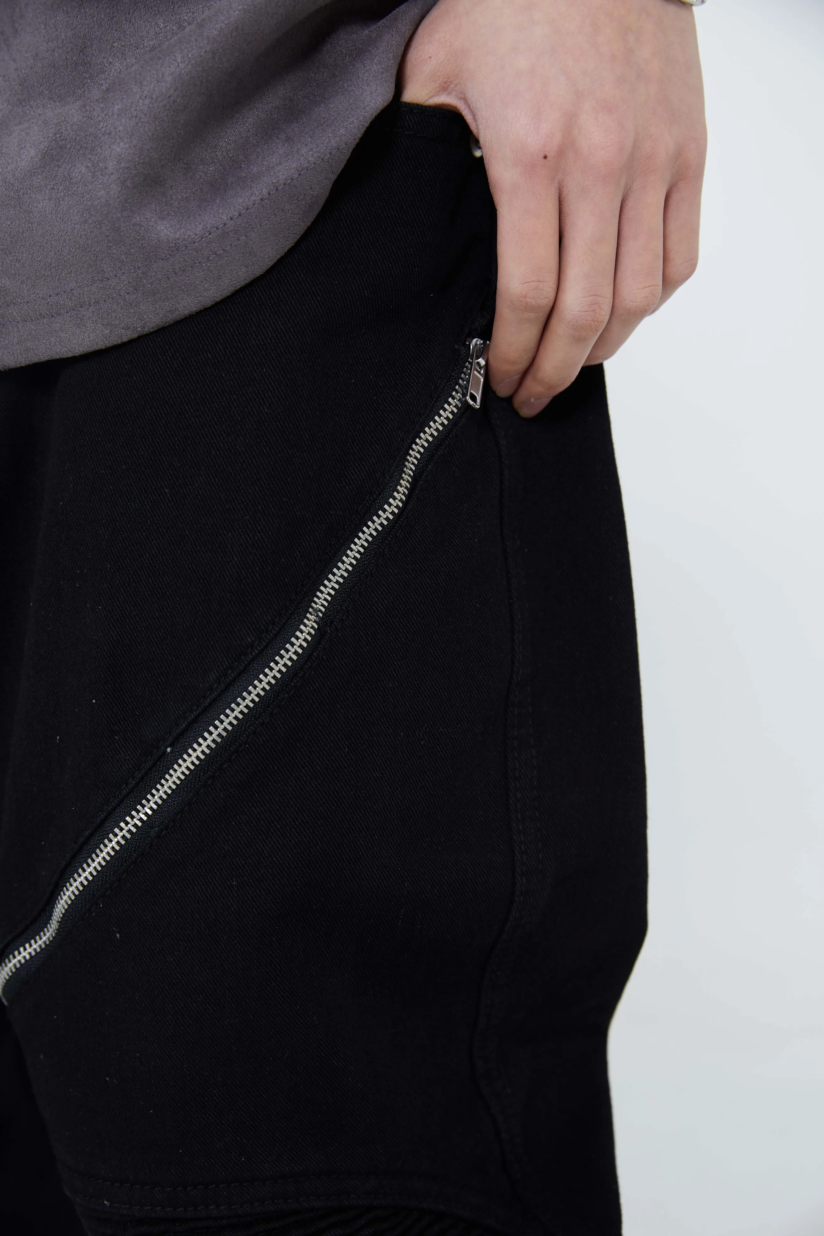 Scribble Zipper Jeans Pants