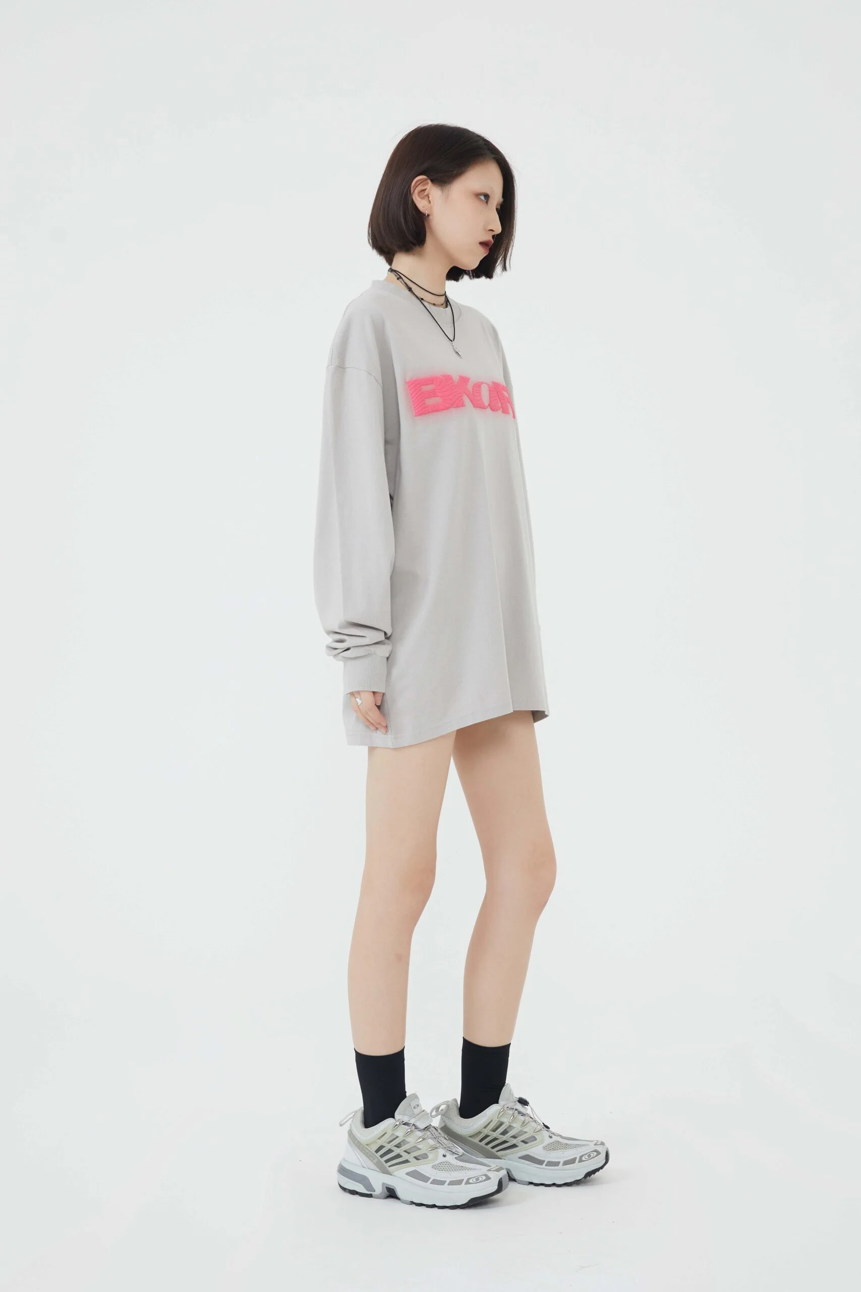 Motif Embossed Long-Sleeve