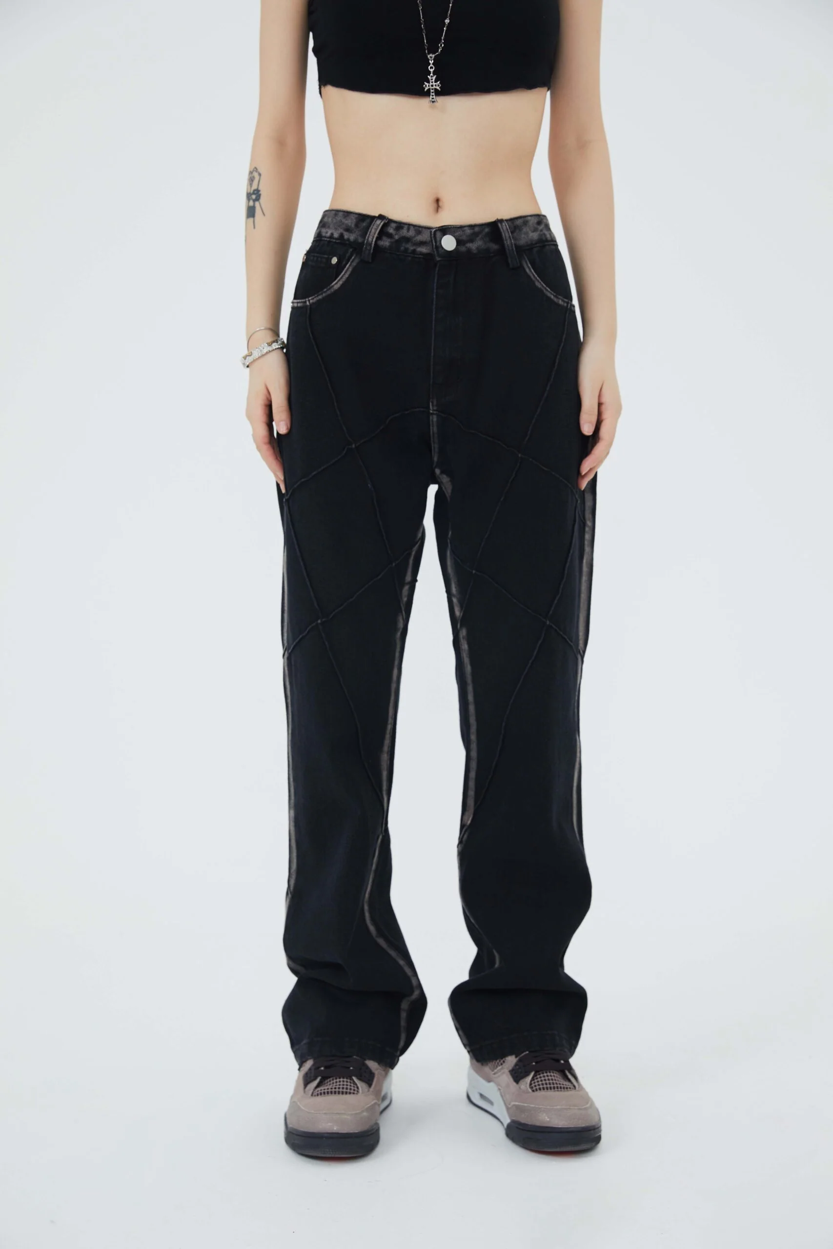 Mesh Denim Pants