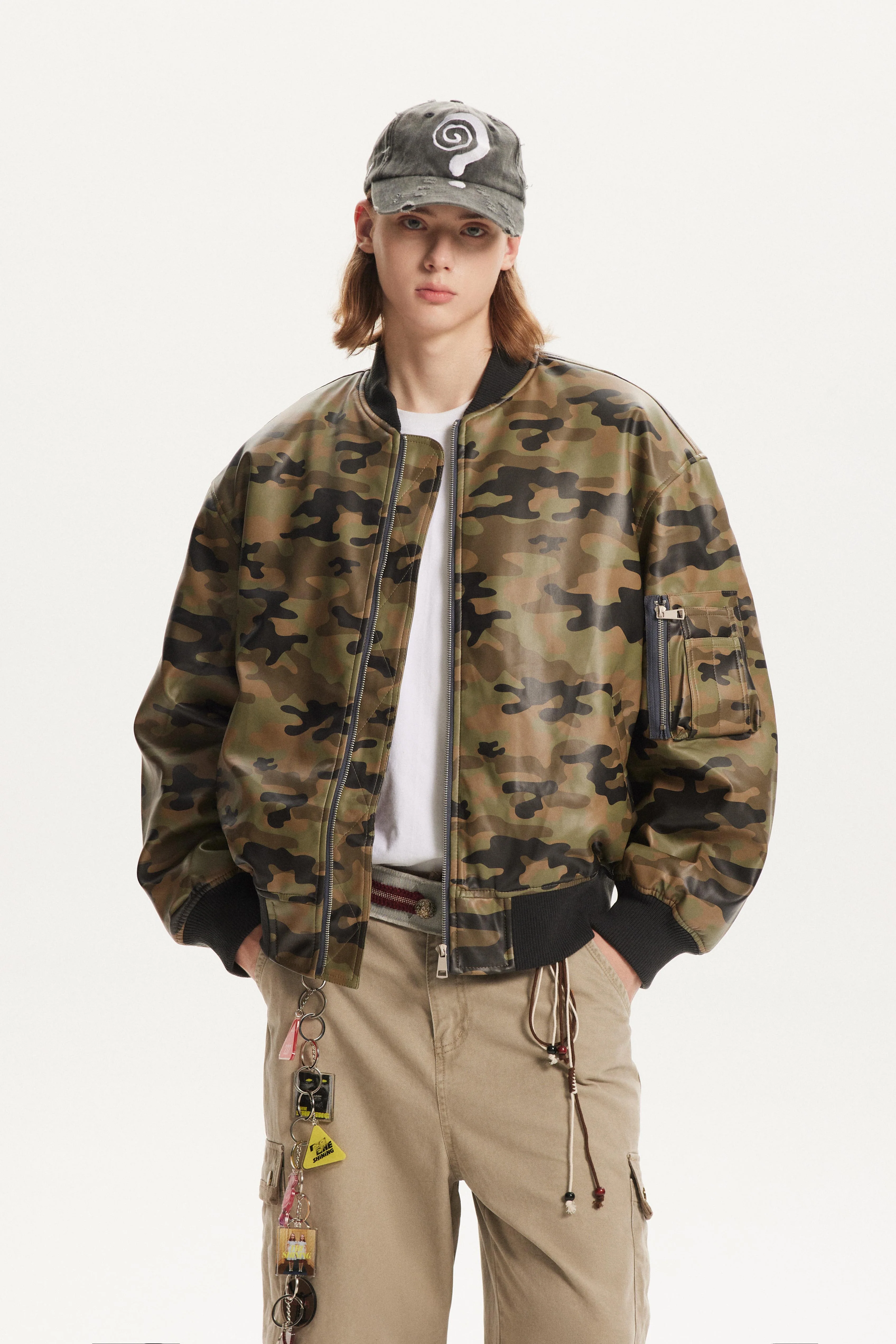 Glossy Camo Leather Jacket