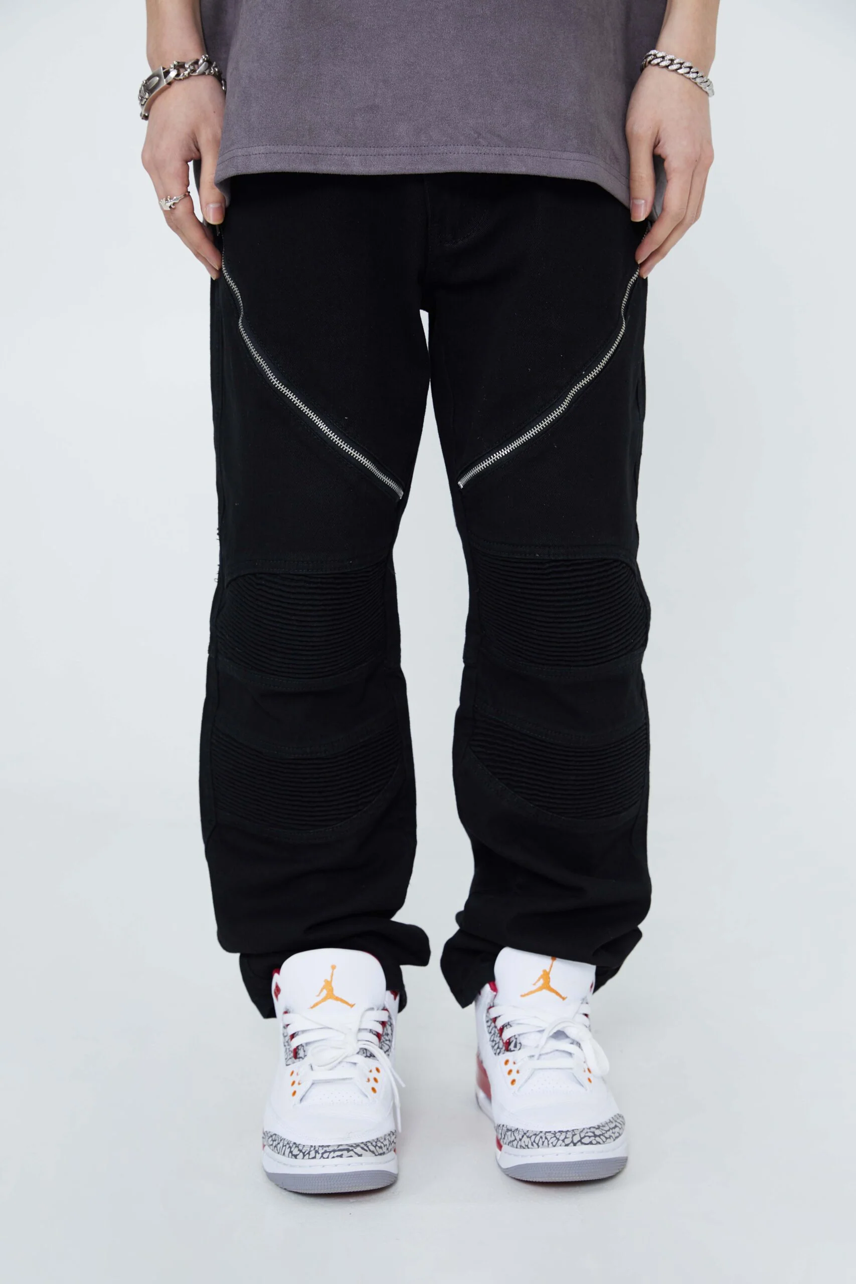 Scribble Zipper Jeans Pants