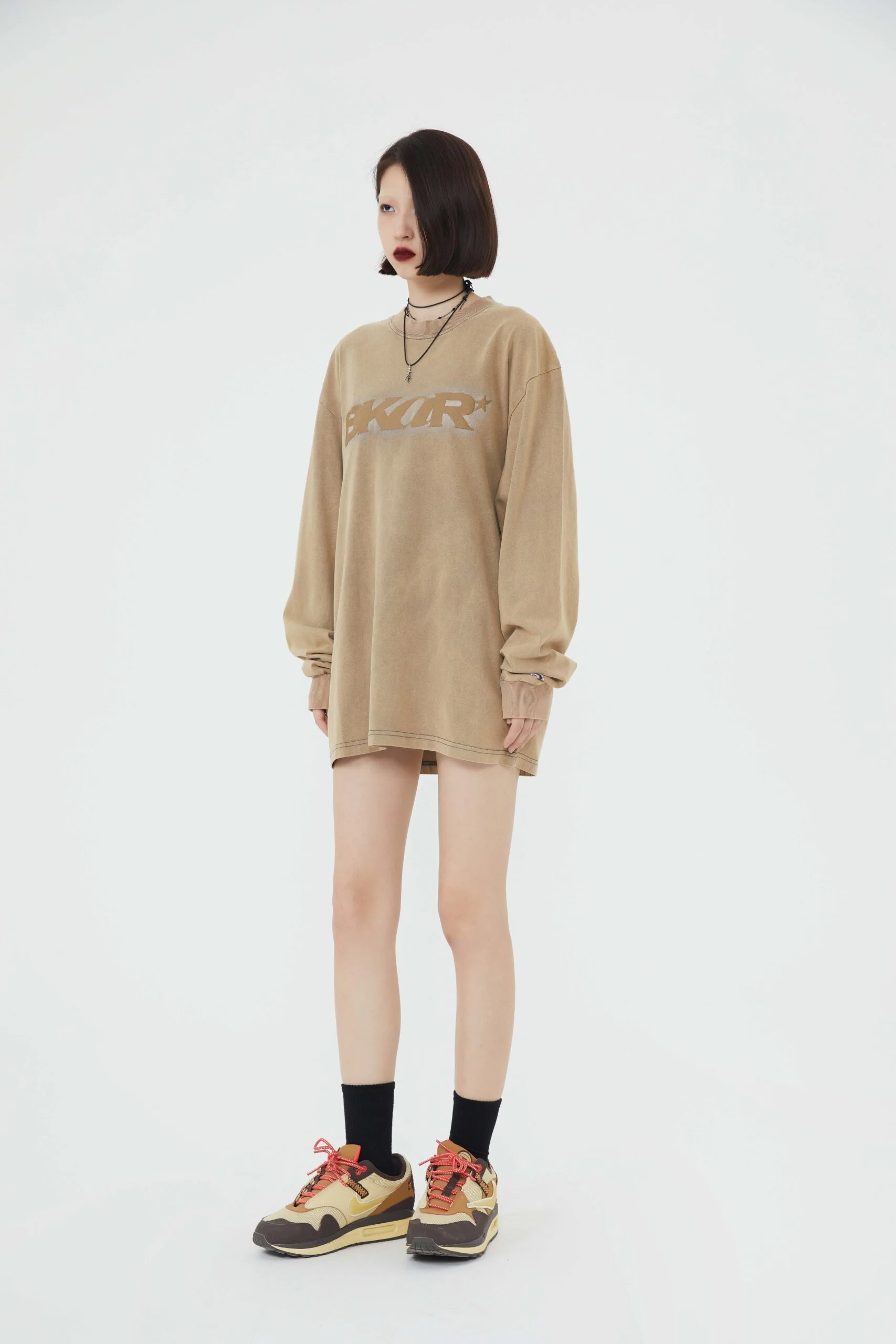 Motif Embossed Long-Sleeve