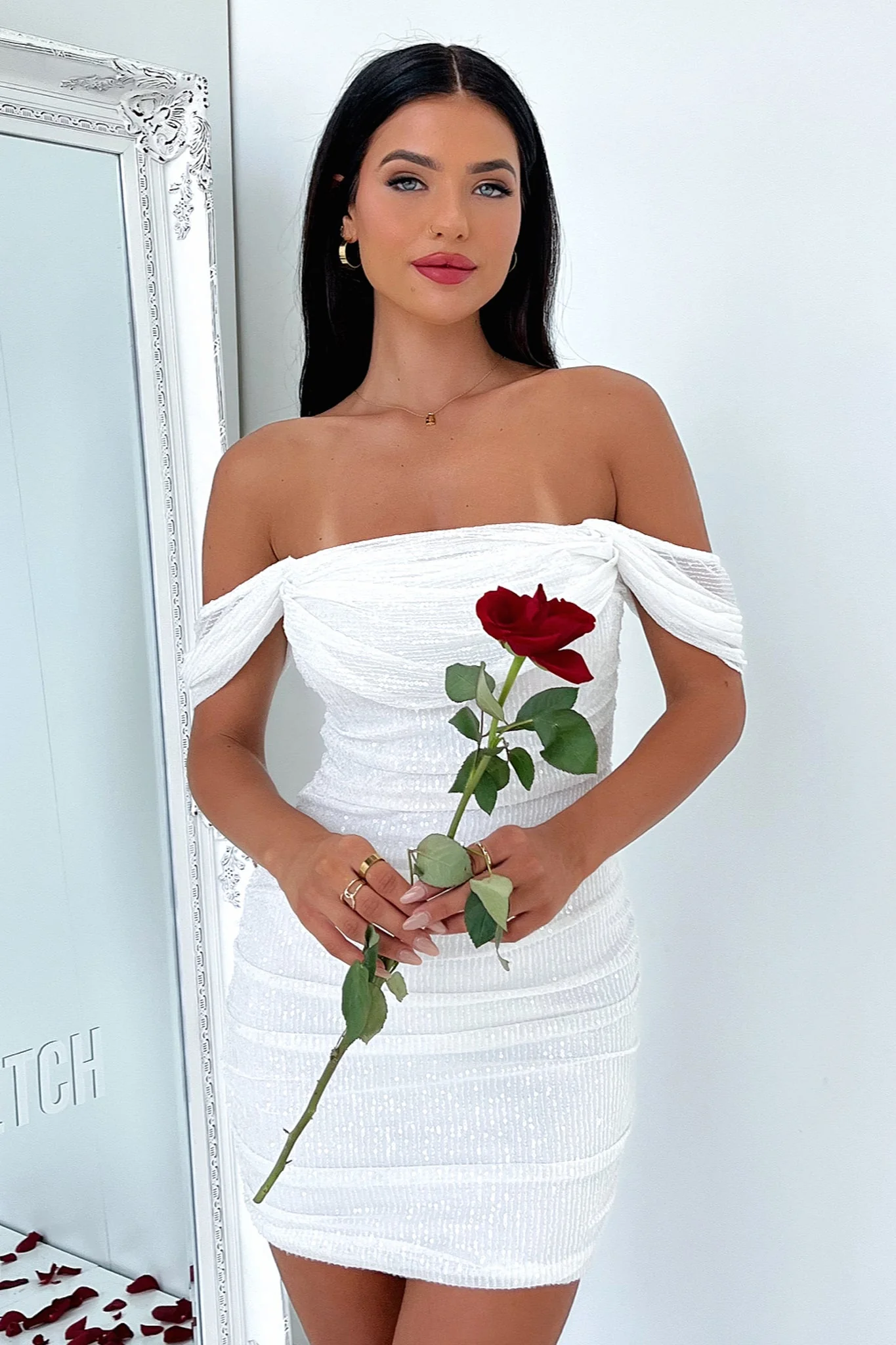 Nara Dress - White Sequin