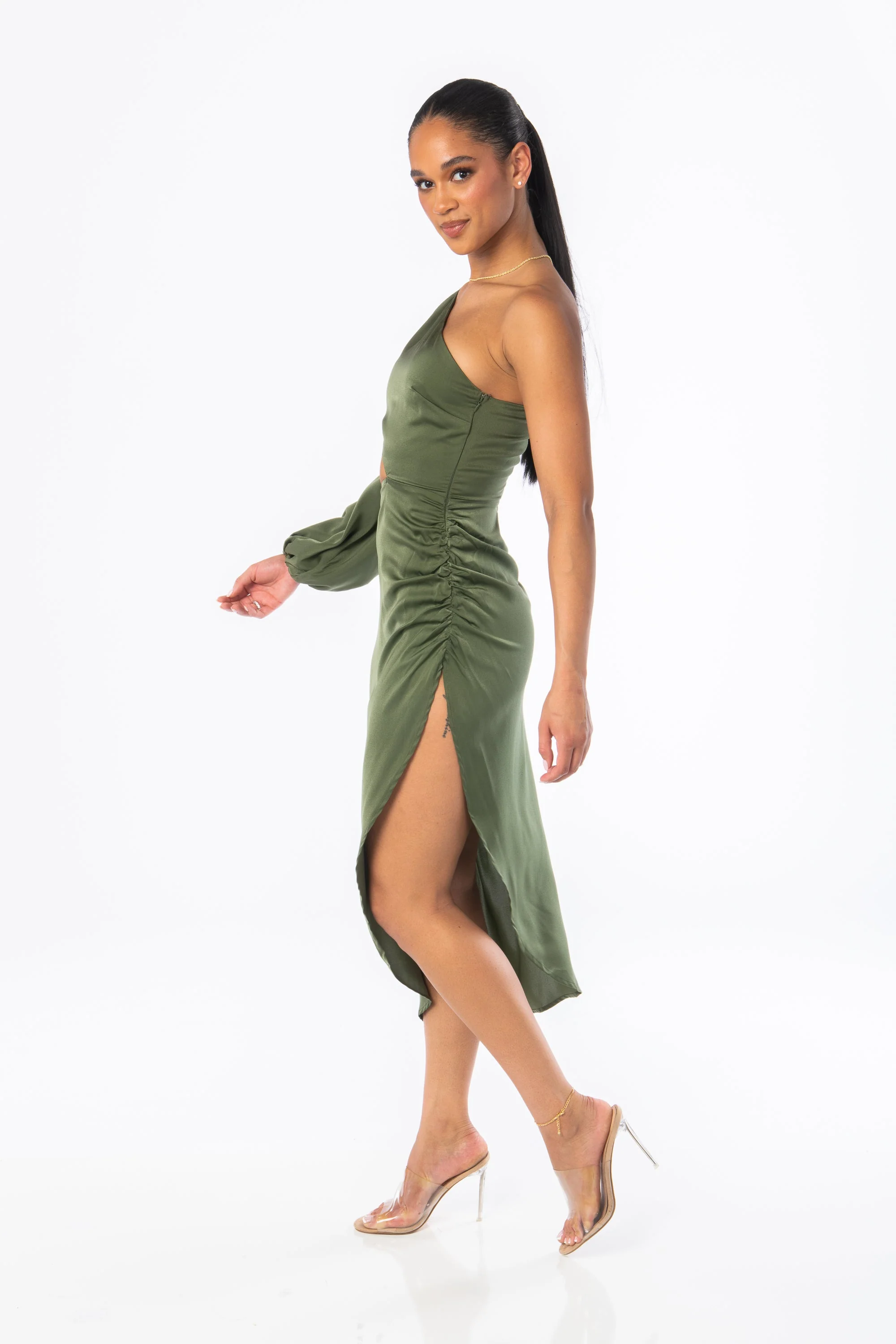 Rio Asymmetrical Cutout Midi Green