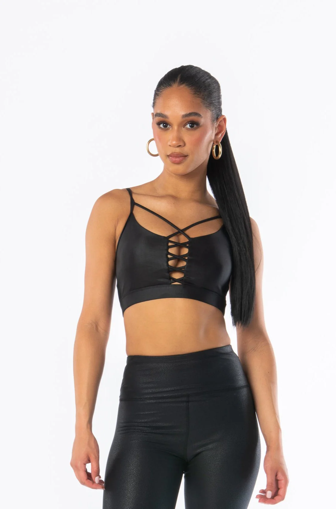 Black Glazed Sports Bra - Hypeach Active