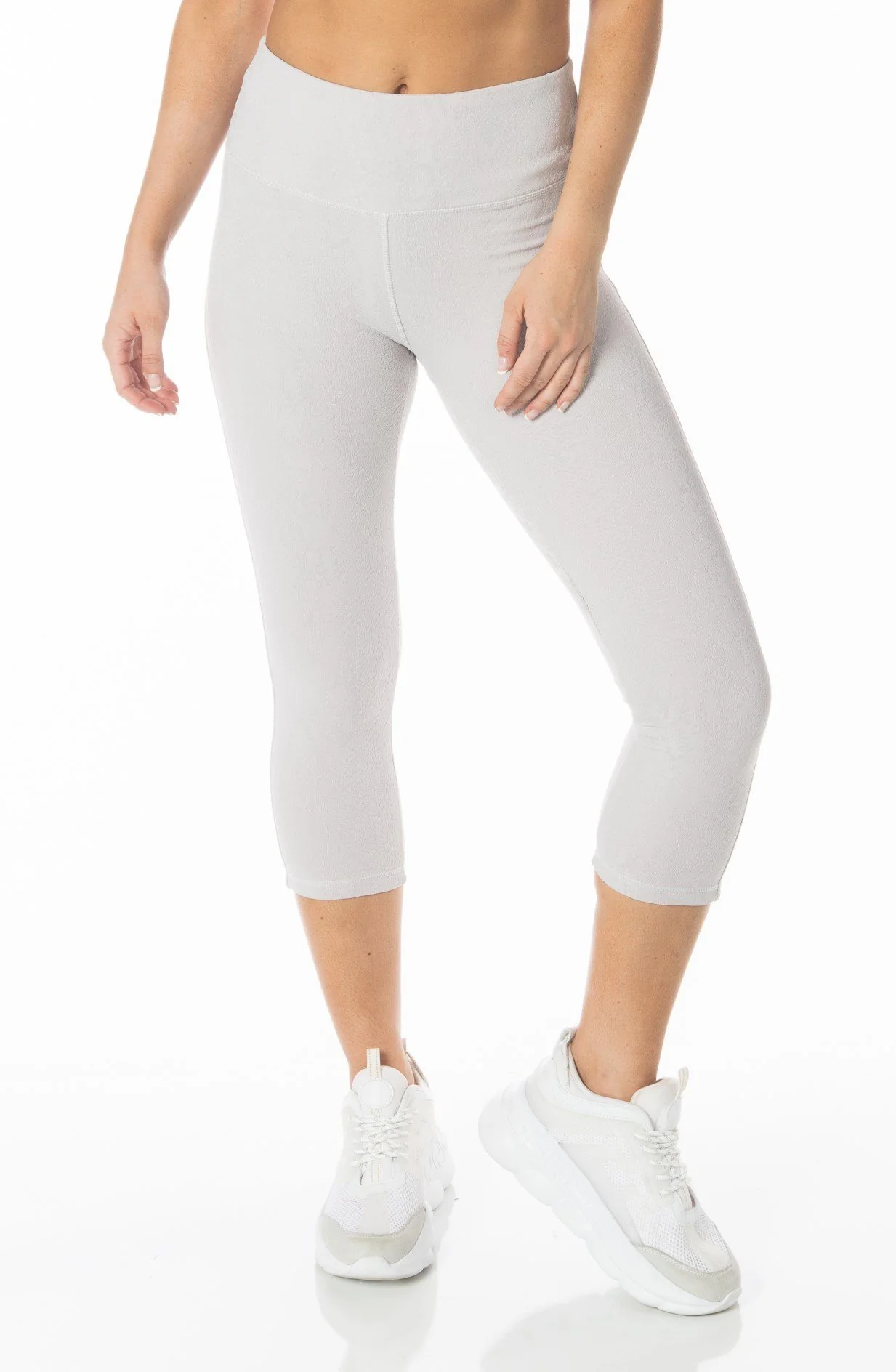 Grey Textured Snake Capri Leggings - Hypeach Active