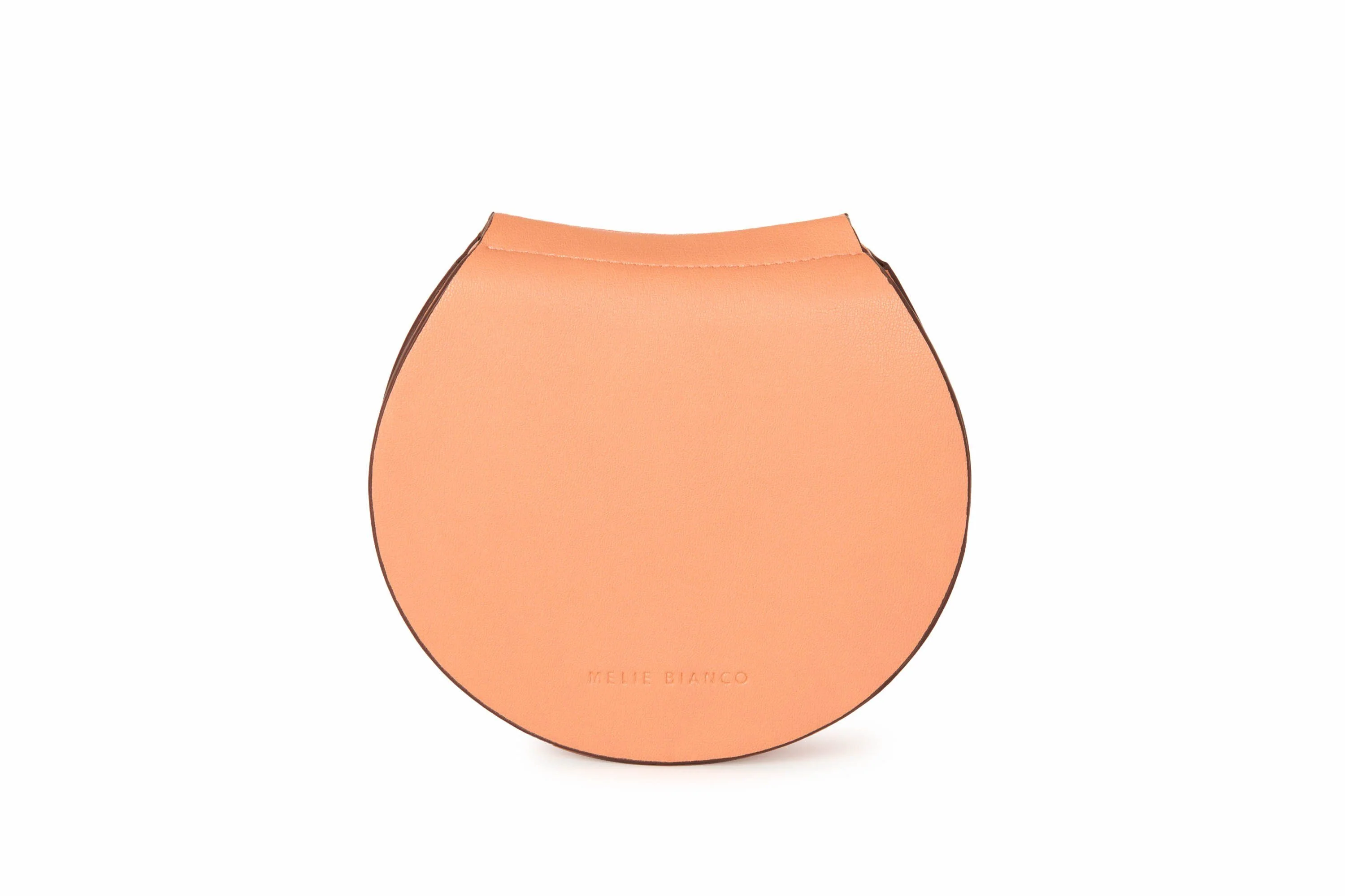 Melie Bianco Peach Vegan Leather Saddle Crossbody Purse