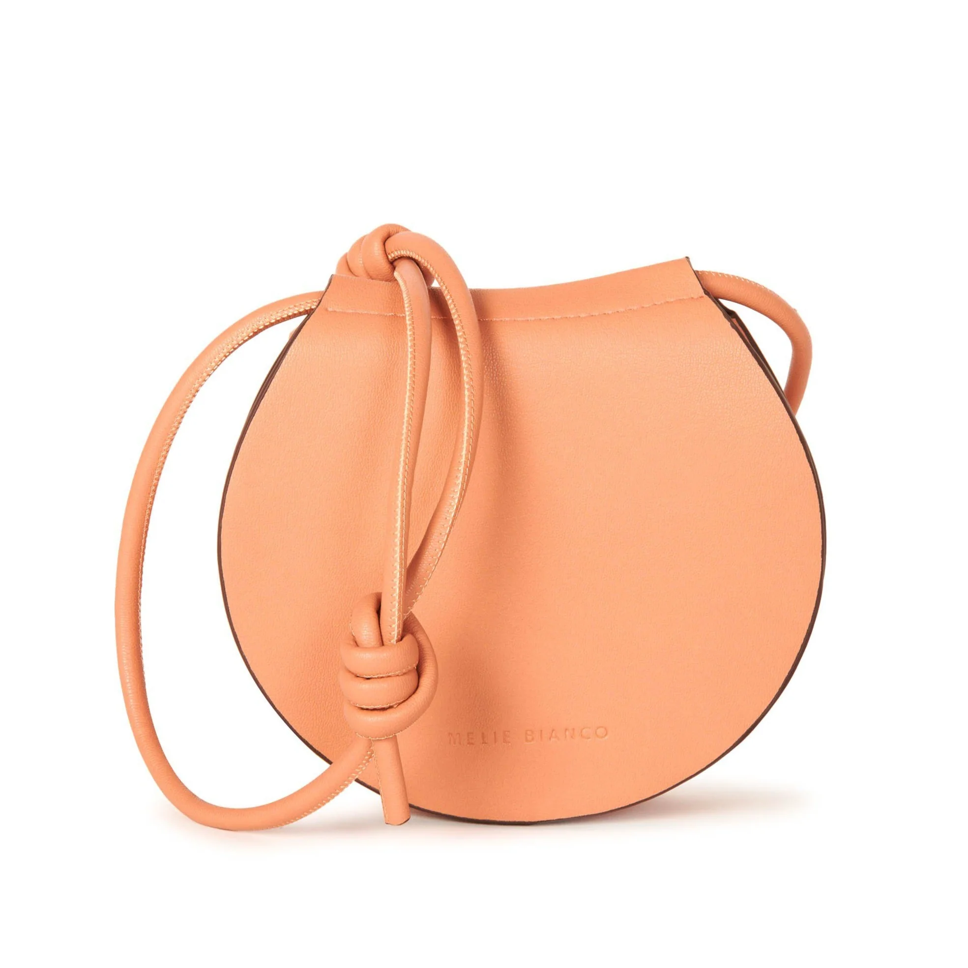 Melie Bianco Peach Vegan Leather Saddle Crossbody Purse