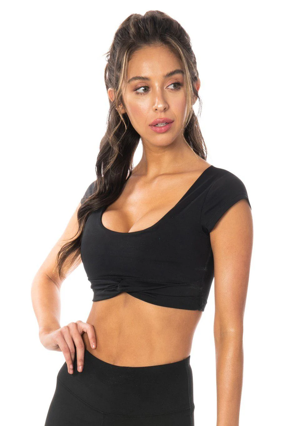 Black Short Sleeve Crop Top - Hypeach Active