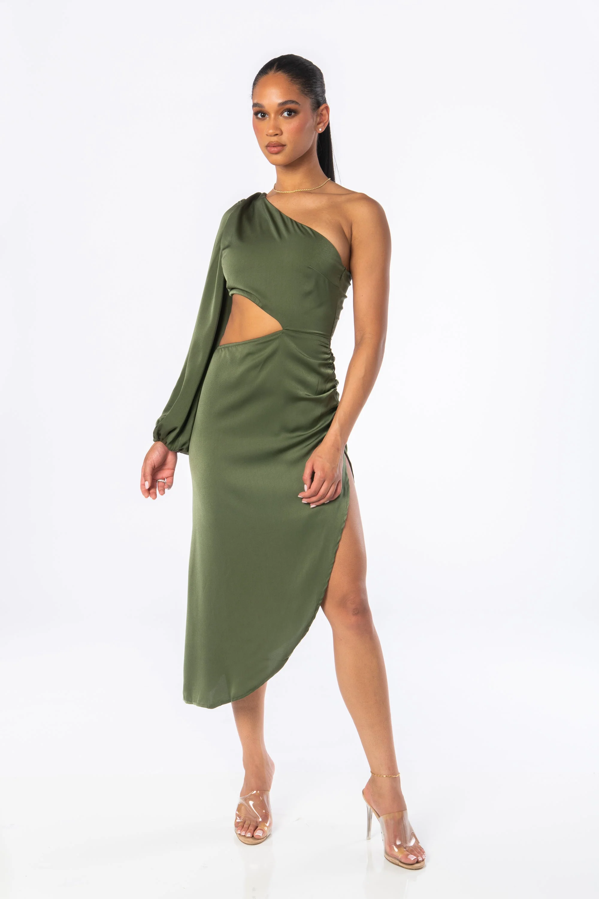 Rio Asymmetrical Cutout Midi Green