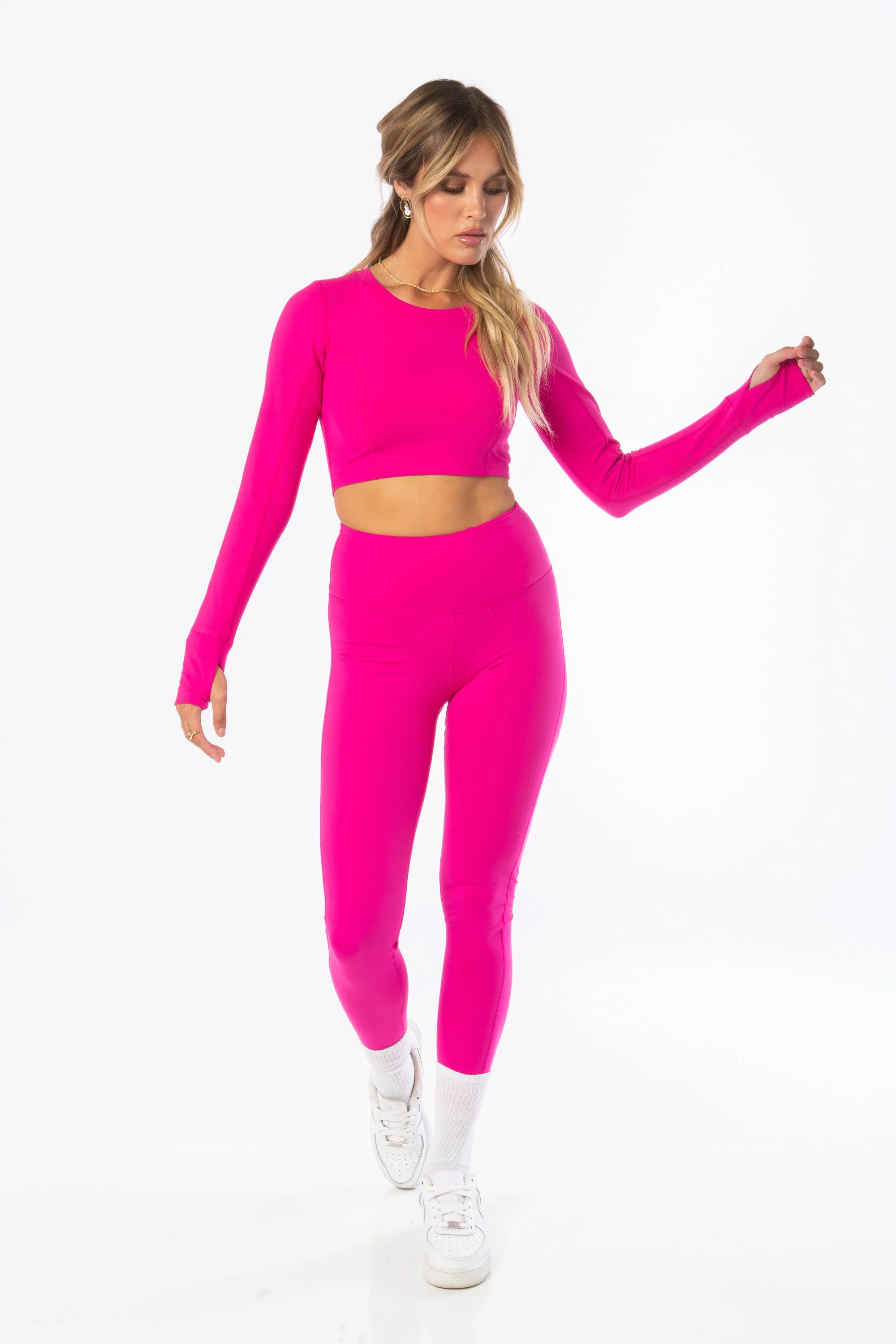 Cropped Long Sleeve with Tie-Back Pink
