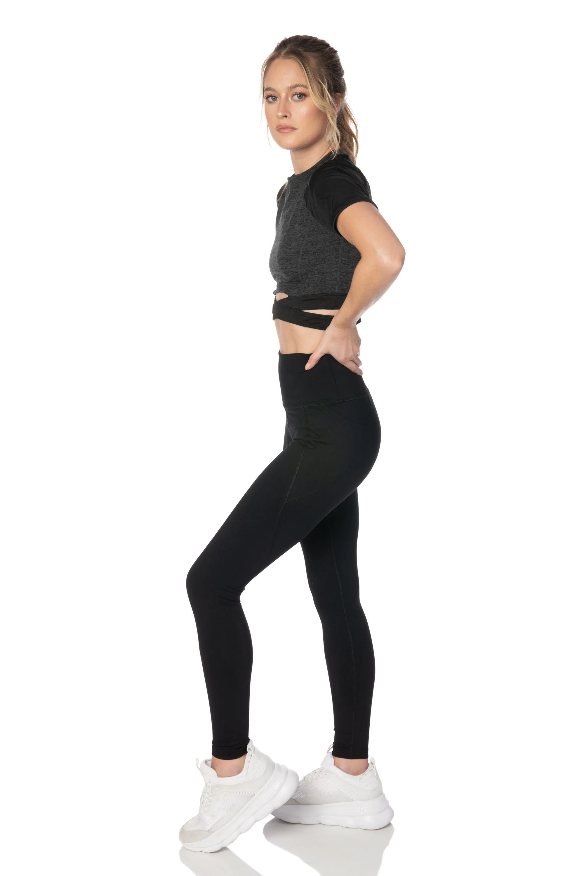 Charcoal Short Sleeve Crop Top - Hypeach Active