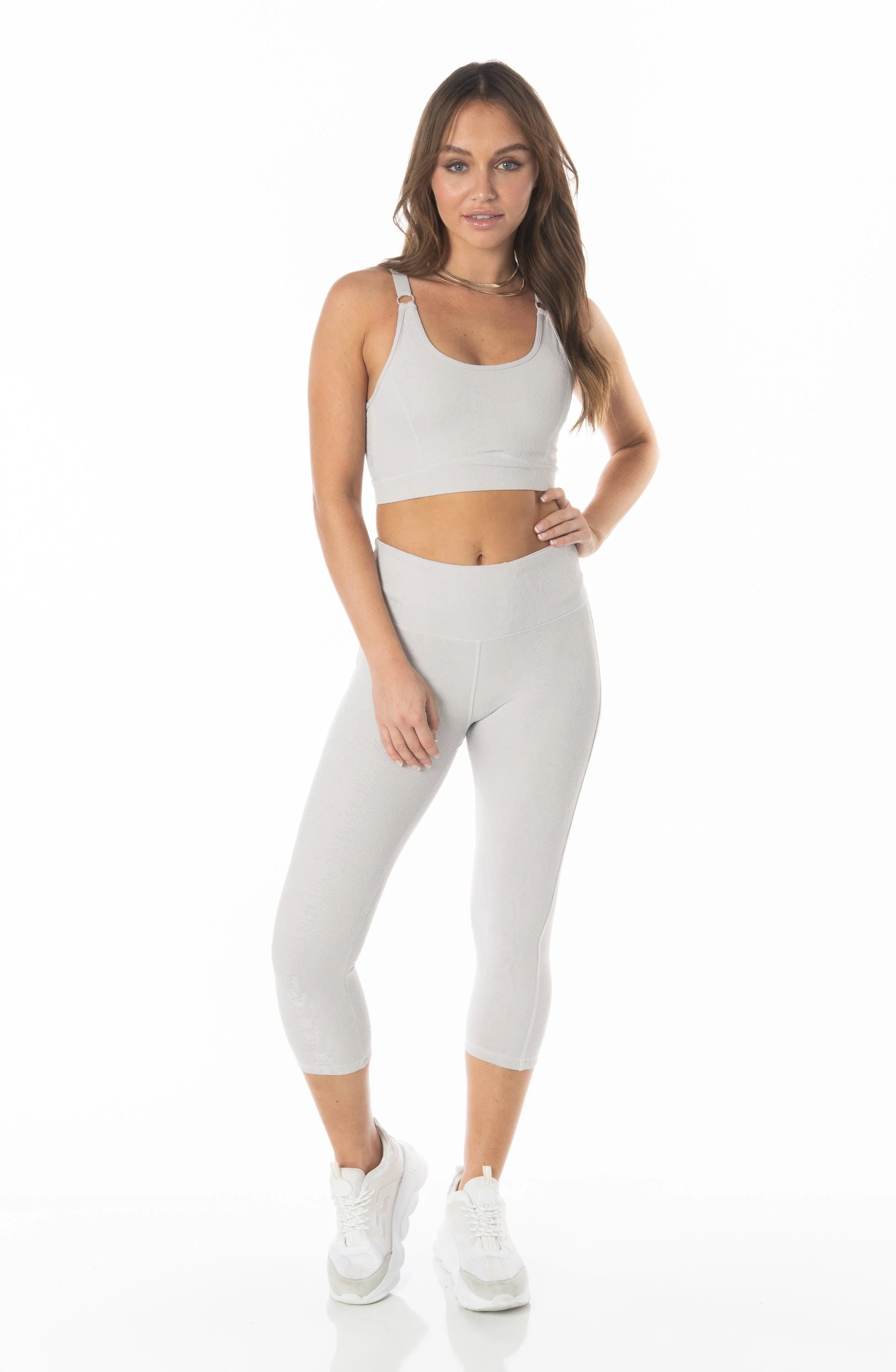 Grey Textured Snake Capri Leggings - Hypeach Active