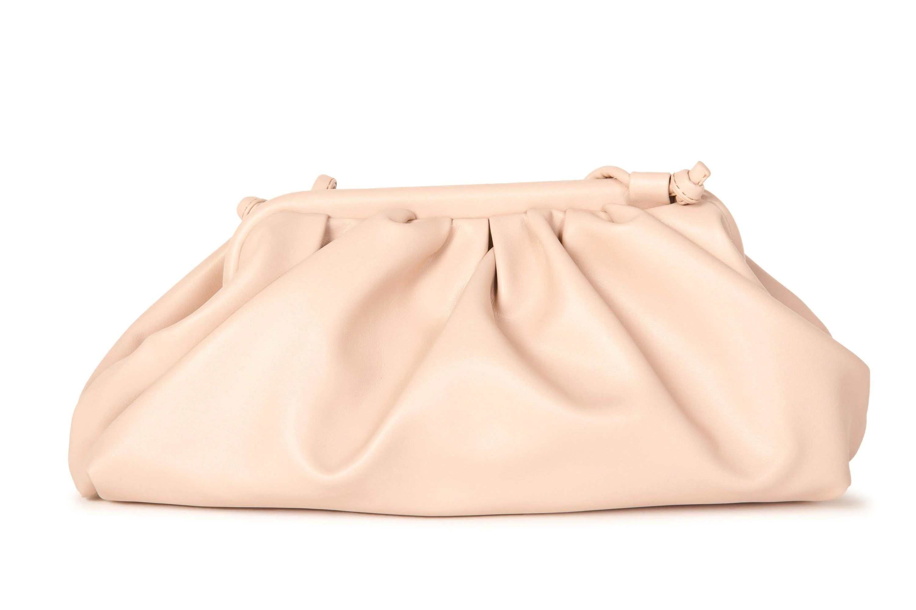 Melie Bianco Nude Vegan Leather Gathered Pouch