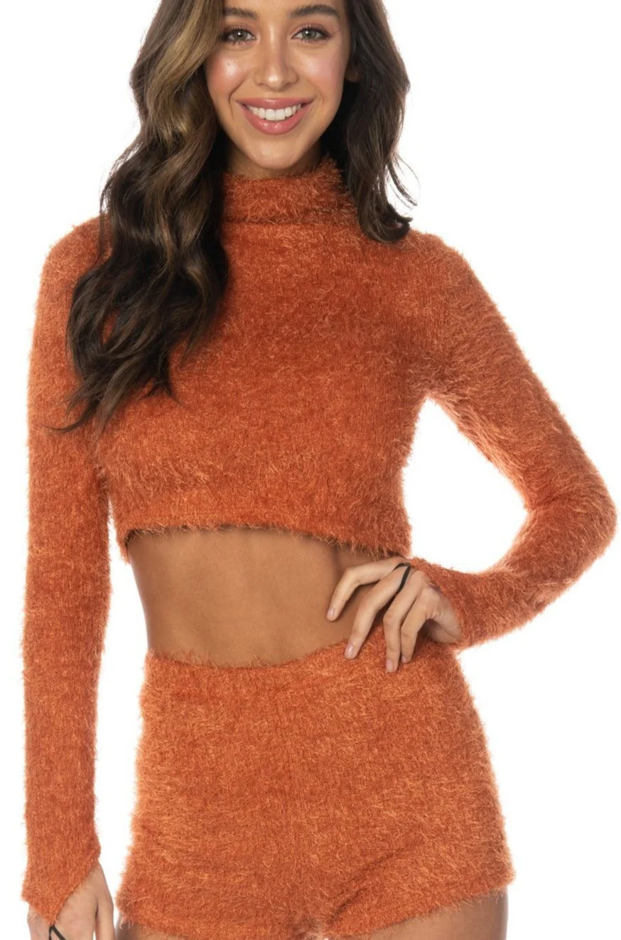 Irresistible Eyelash Knit Sweater Rust