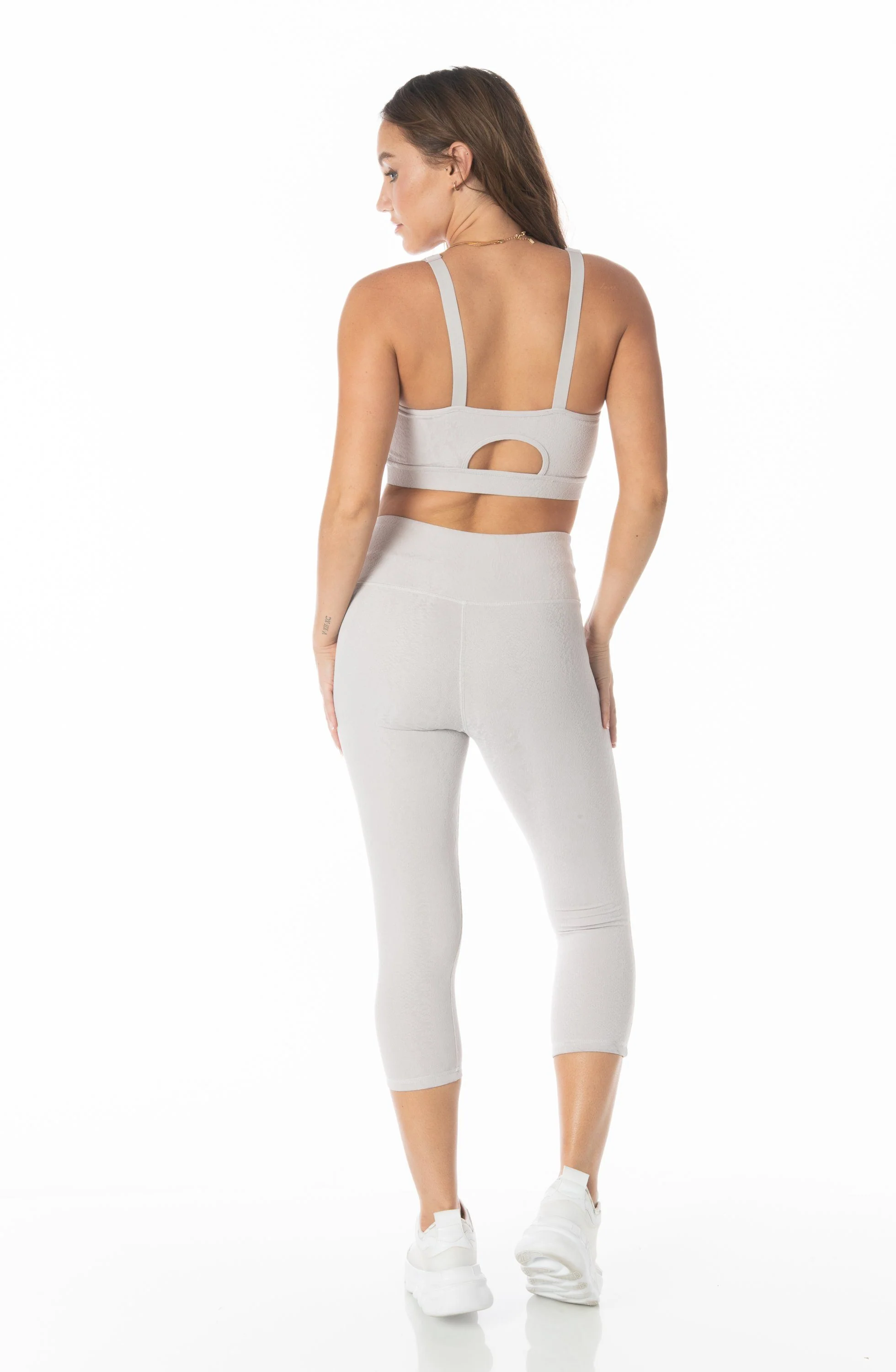 Grey Textured Snake Sports Bra - Hypeach Active