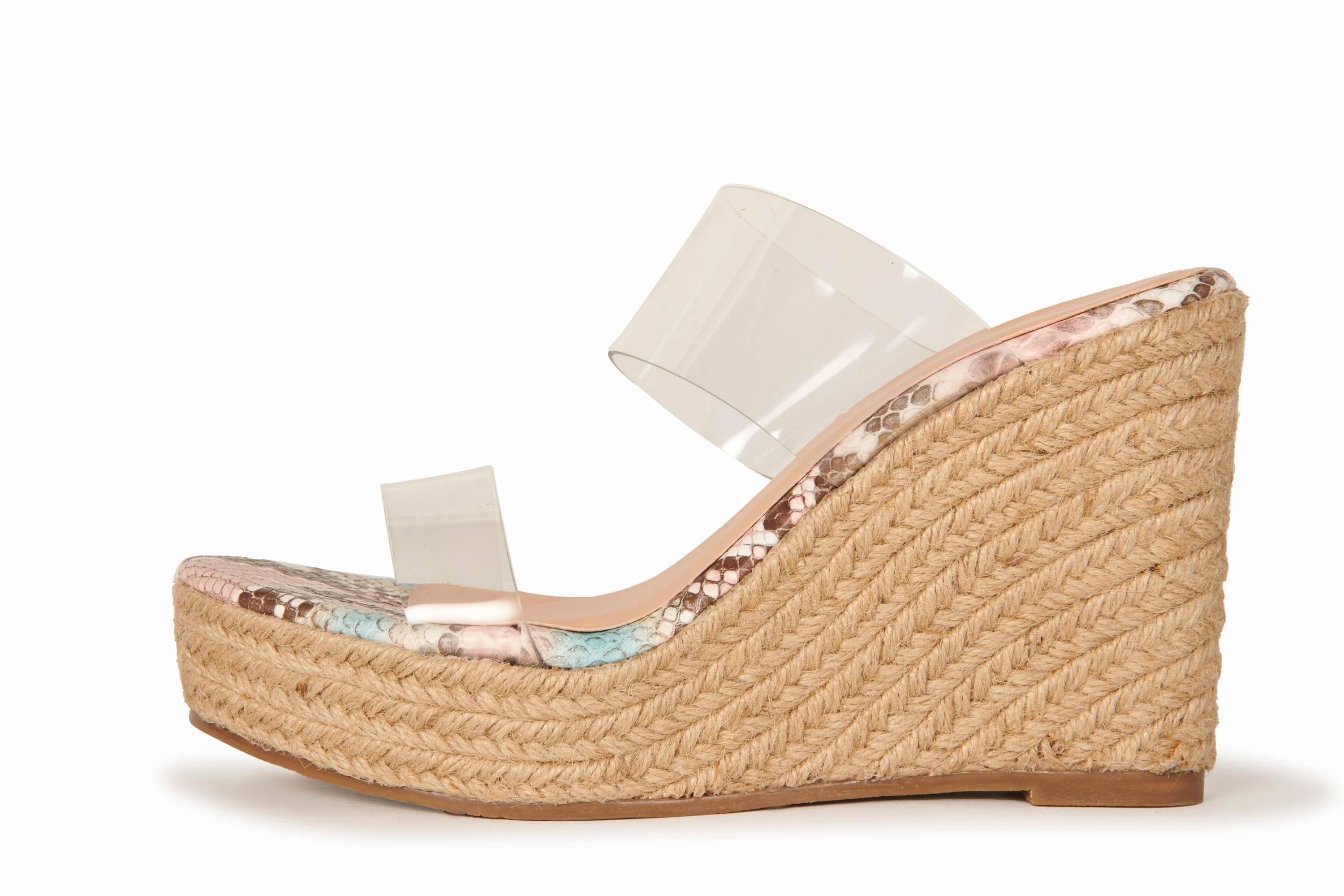 Snake Print Espadrille Wedge Pastel