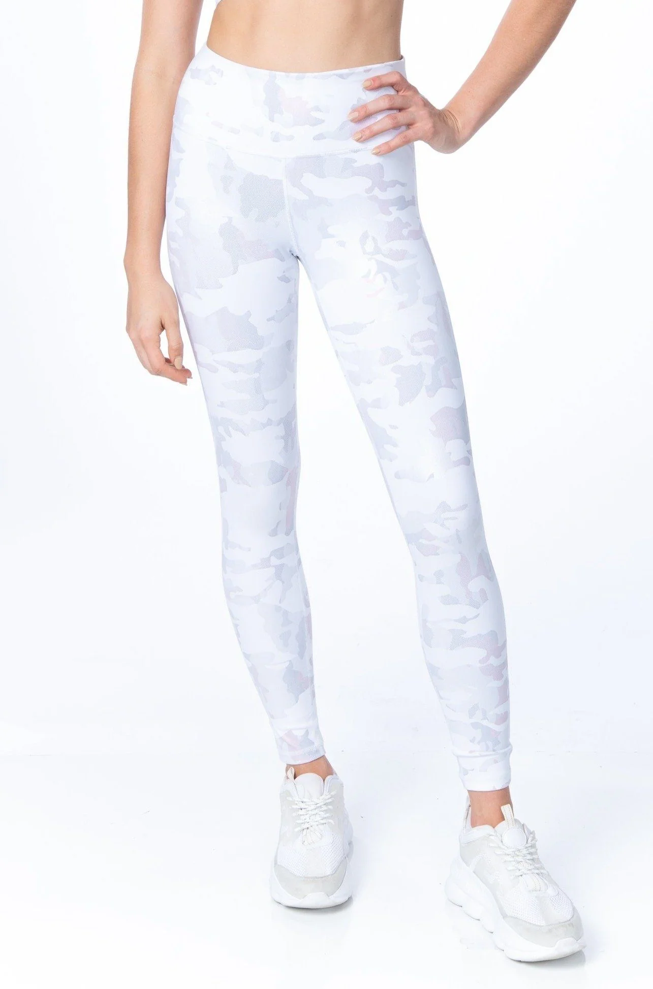 Metallic White Camo Leggings - Hypeach Active