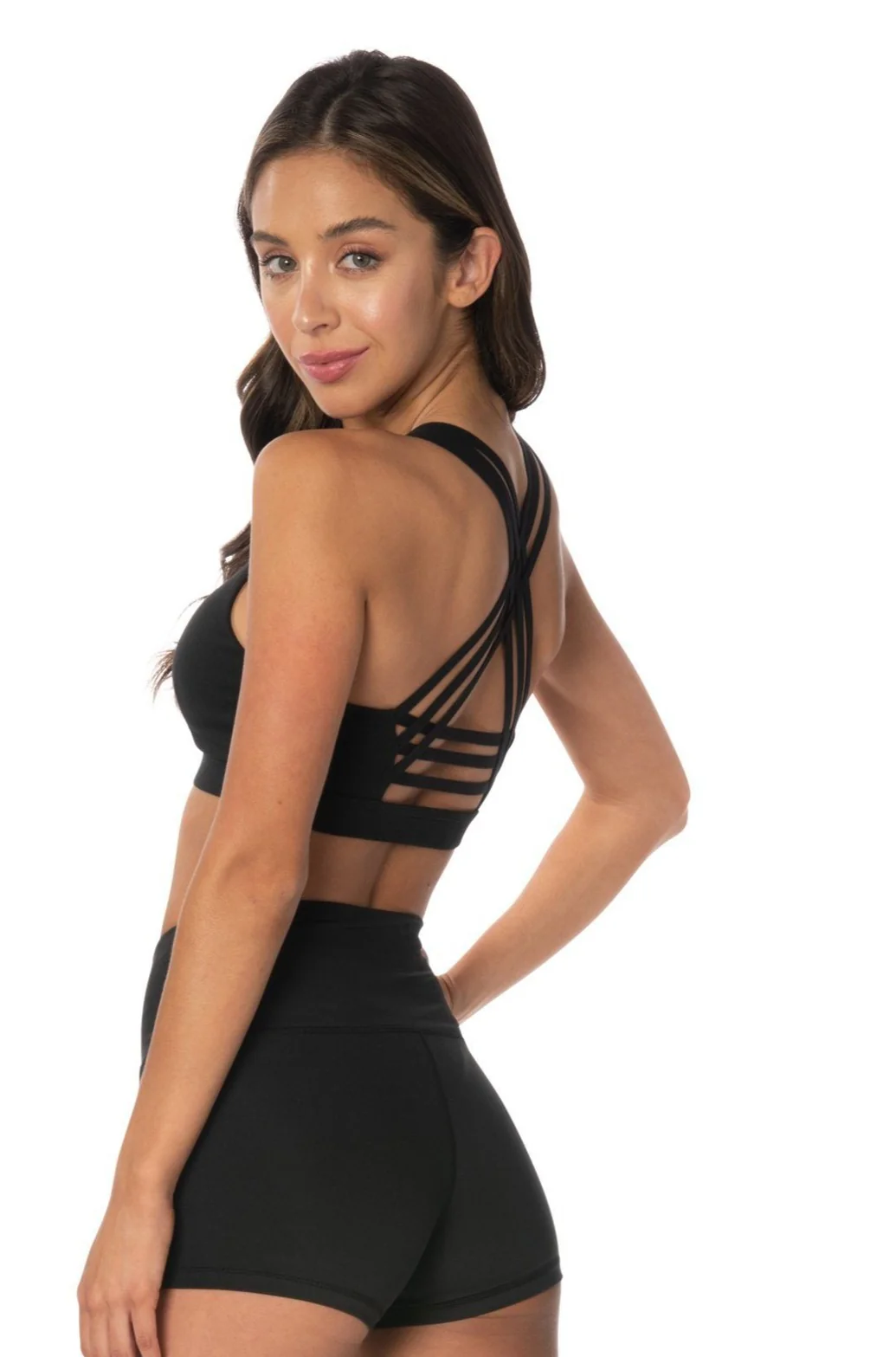 Black Sports Bra Criss Cross Back - Hypeach Active