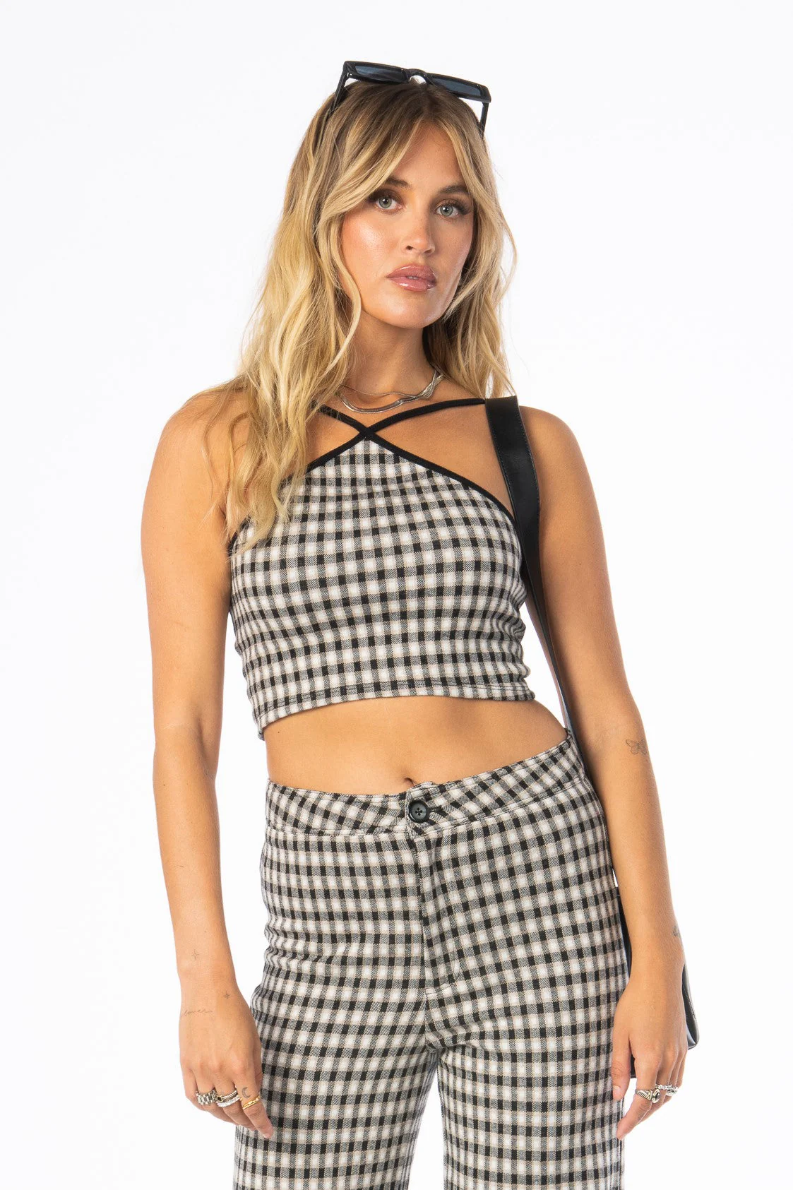 Downtown Plaid Knit Crop Top