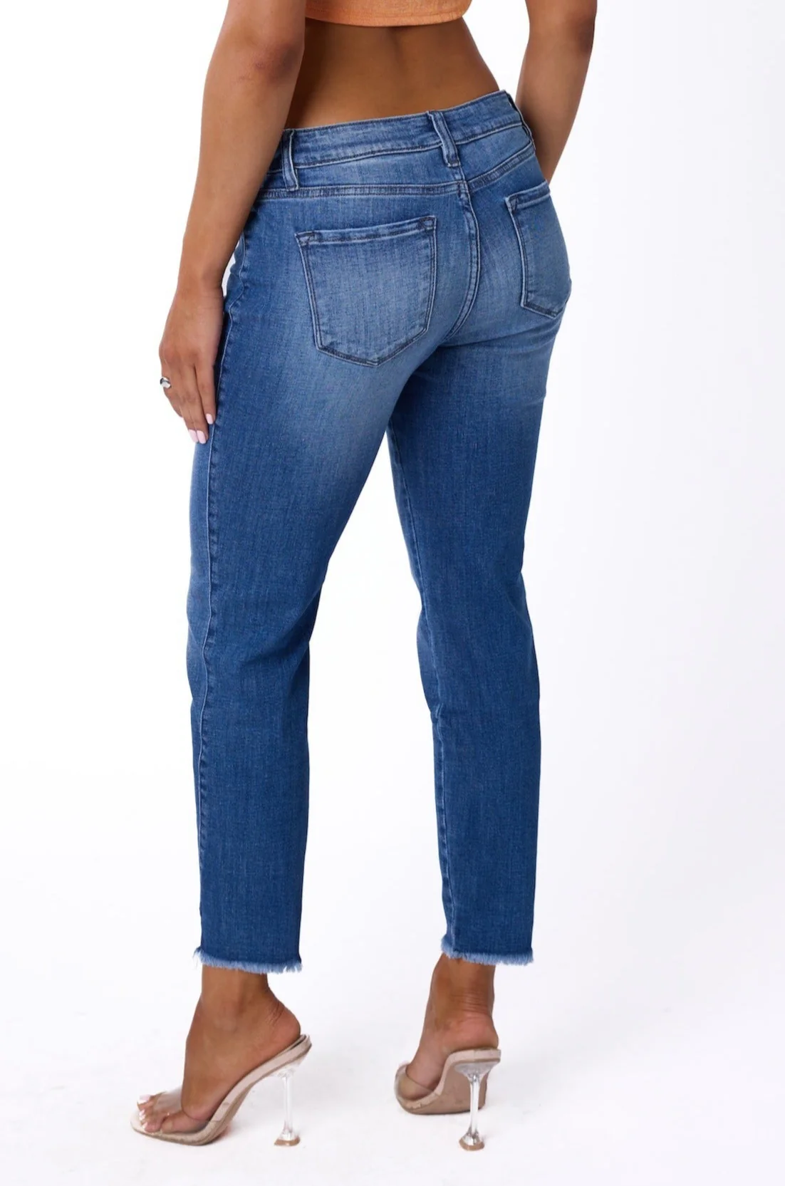 Kancan Denim Medium Wash Mid Rise Ankle Skinny Jeans