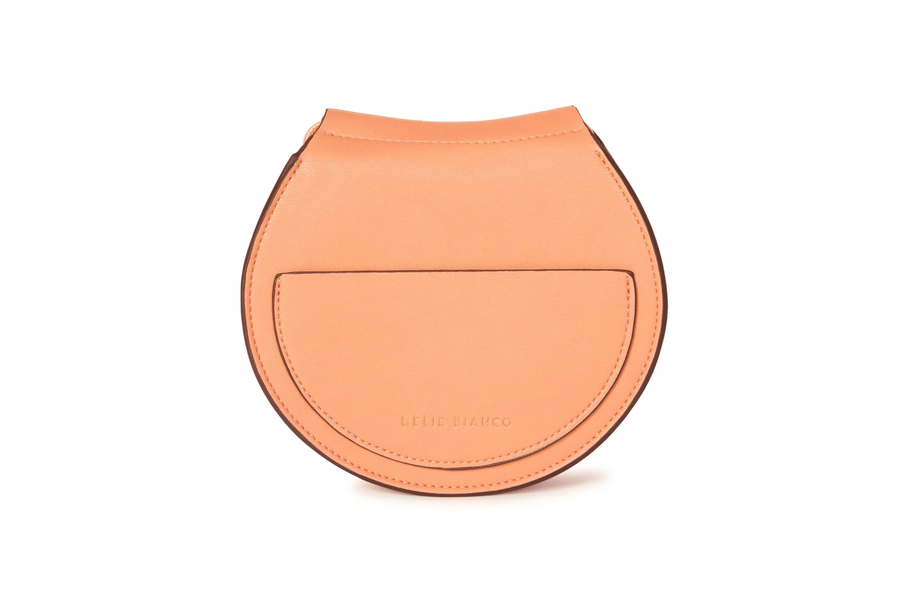 Melie Bianco Peach Vegan Leather Saddle Crossbody Purse
