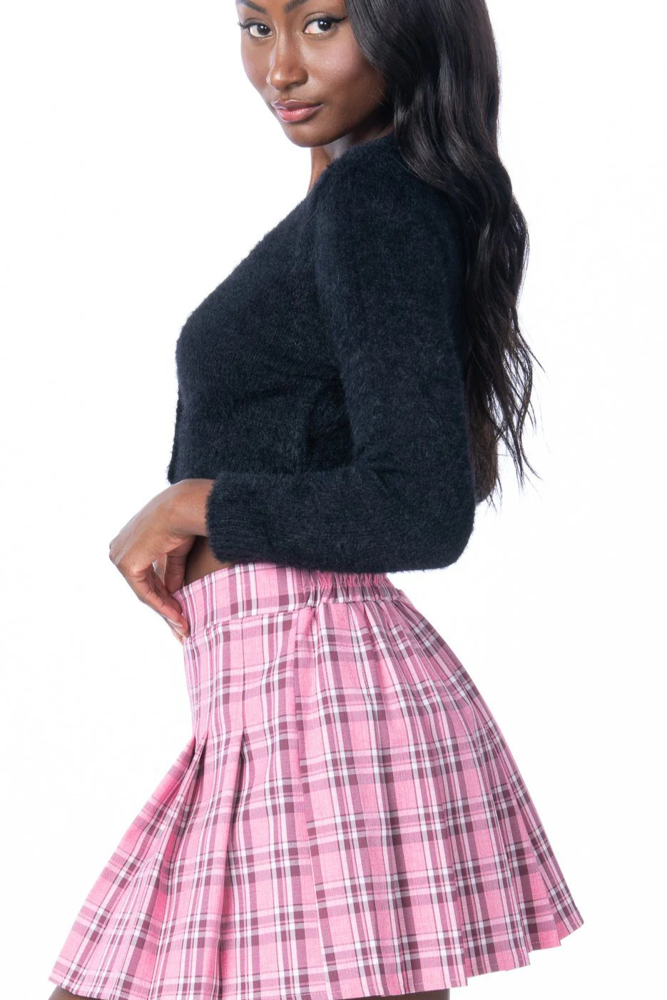 Black Long Sleeve Cropped Eyelash Knit Cardigan