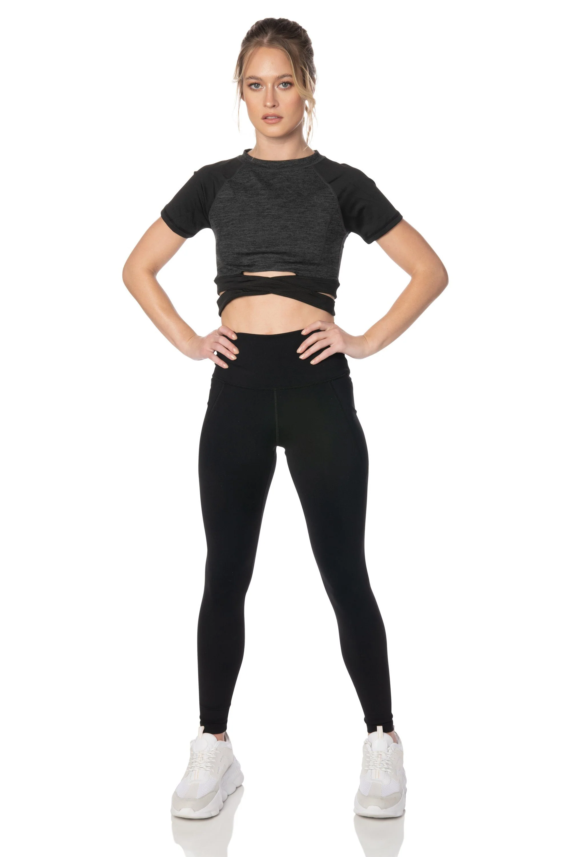 Charcoal Short Sleeve Crop Top - Hypeach Active
