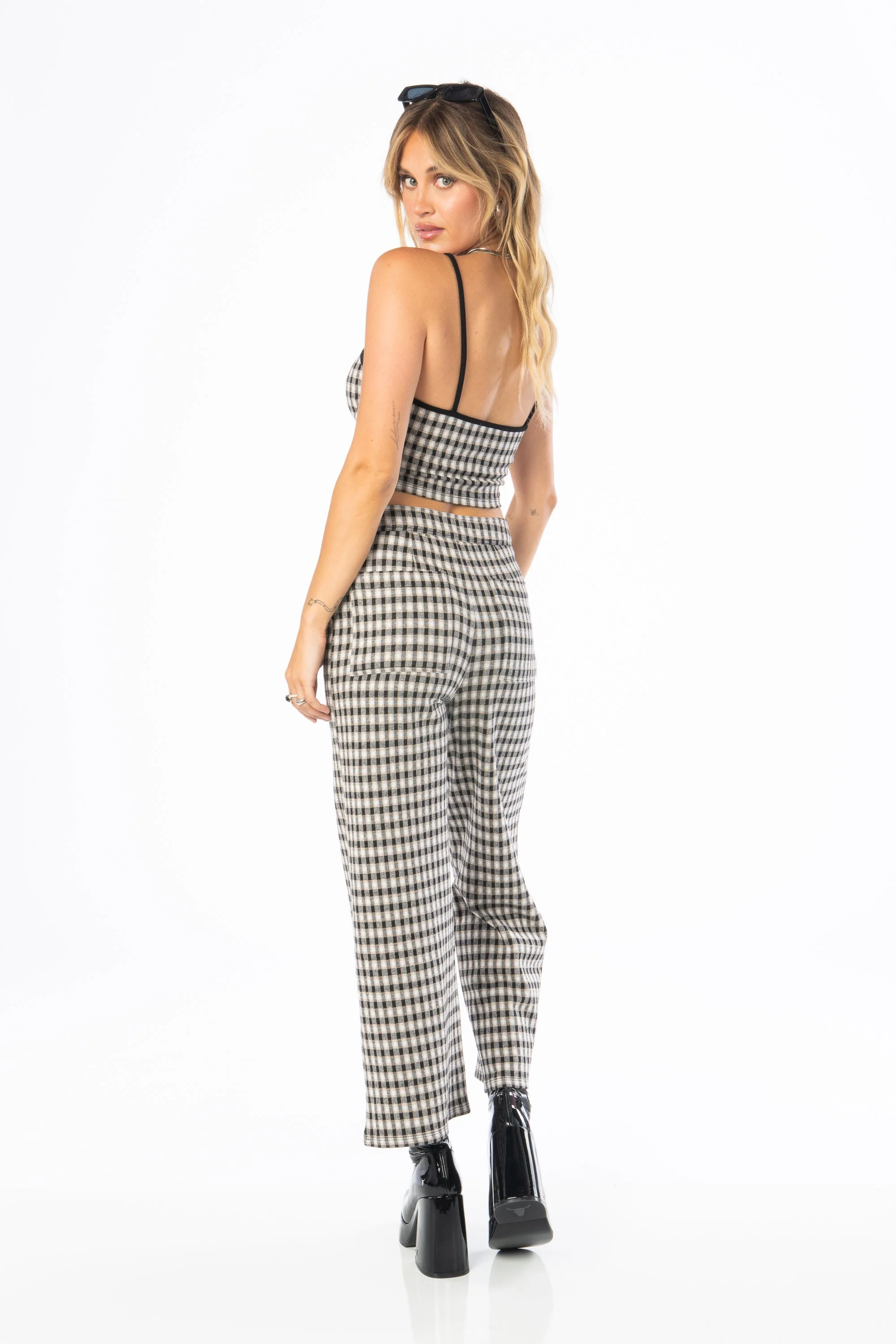 Downtown Plaid Knit Crop Top