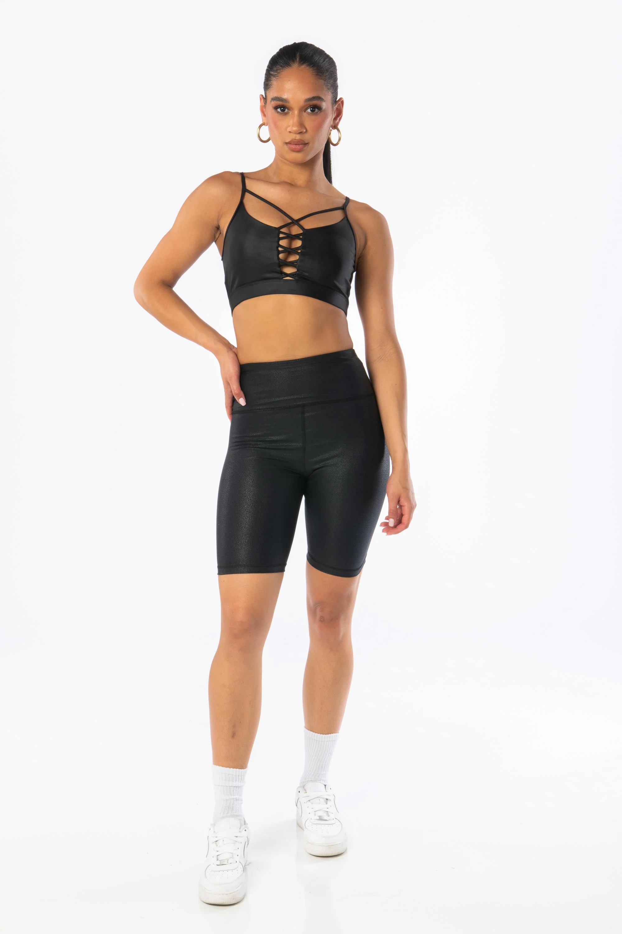 Black Glazed Sports Bra - Hypeach Active
