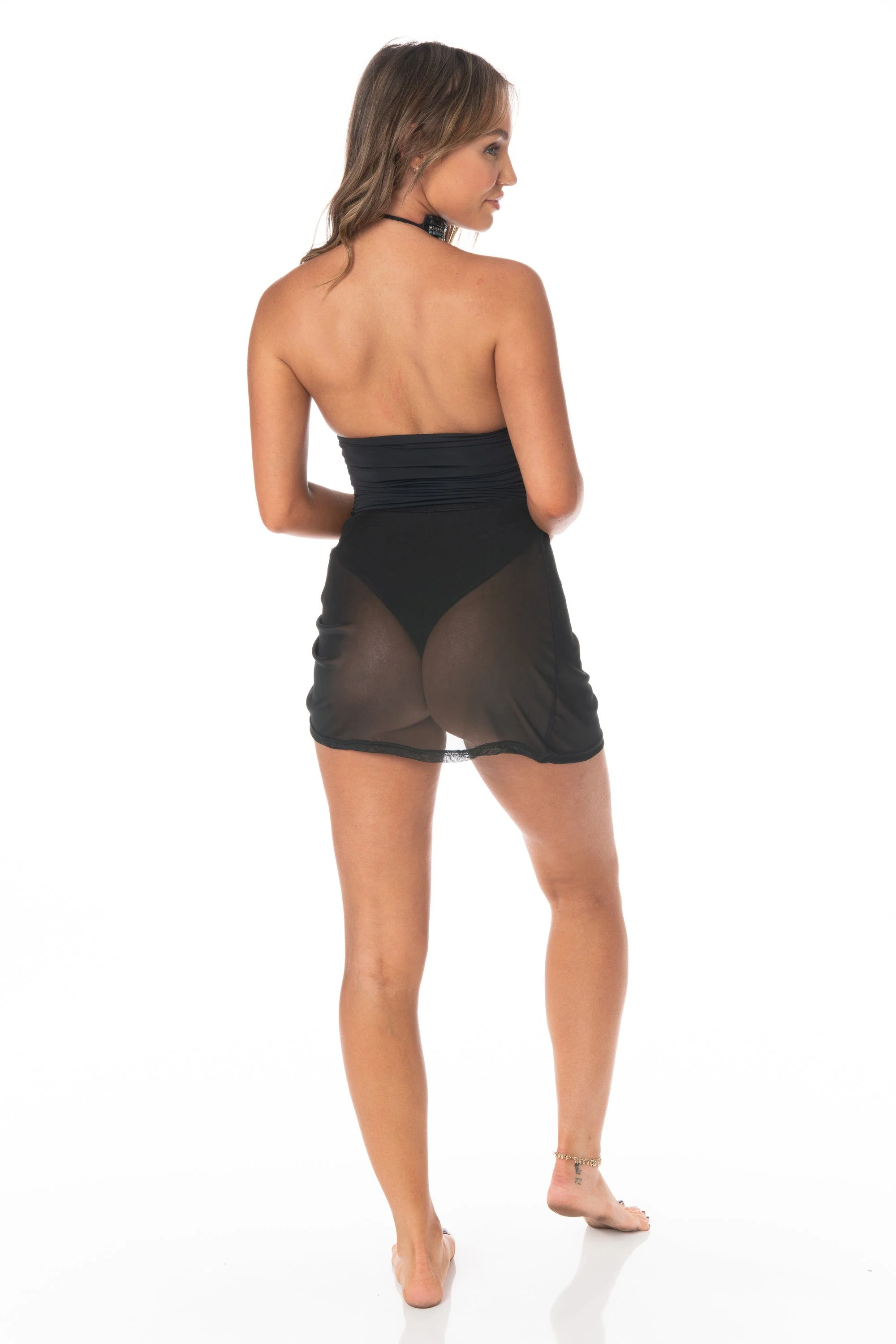 Caliente Black Sheer Skirt Cover Up