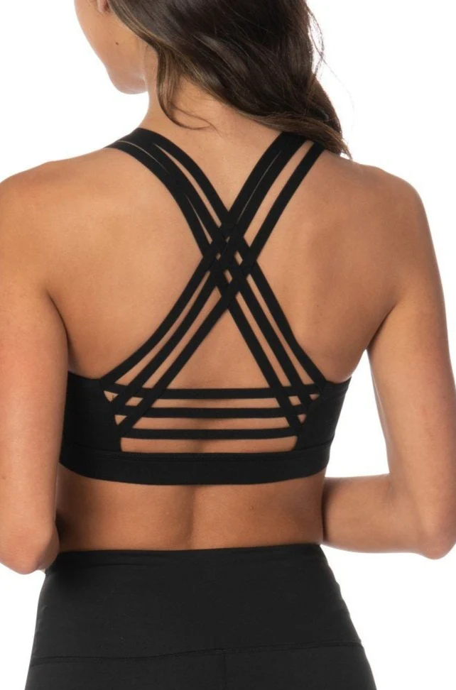 Black Sports Bra Criss Cross Back - Hypeach Active