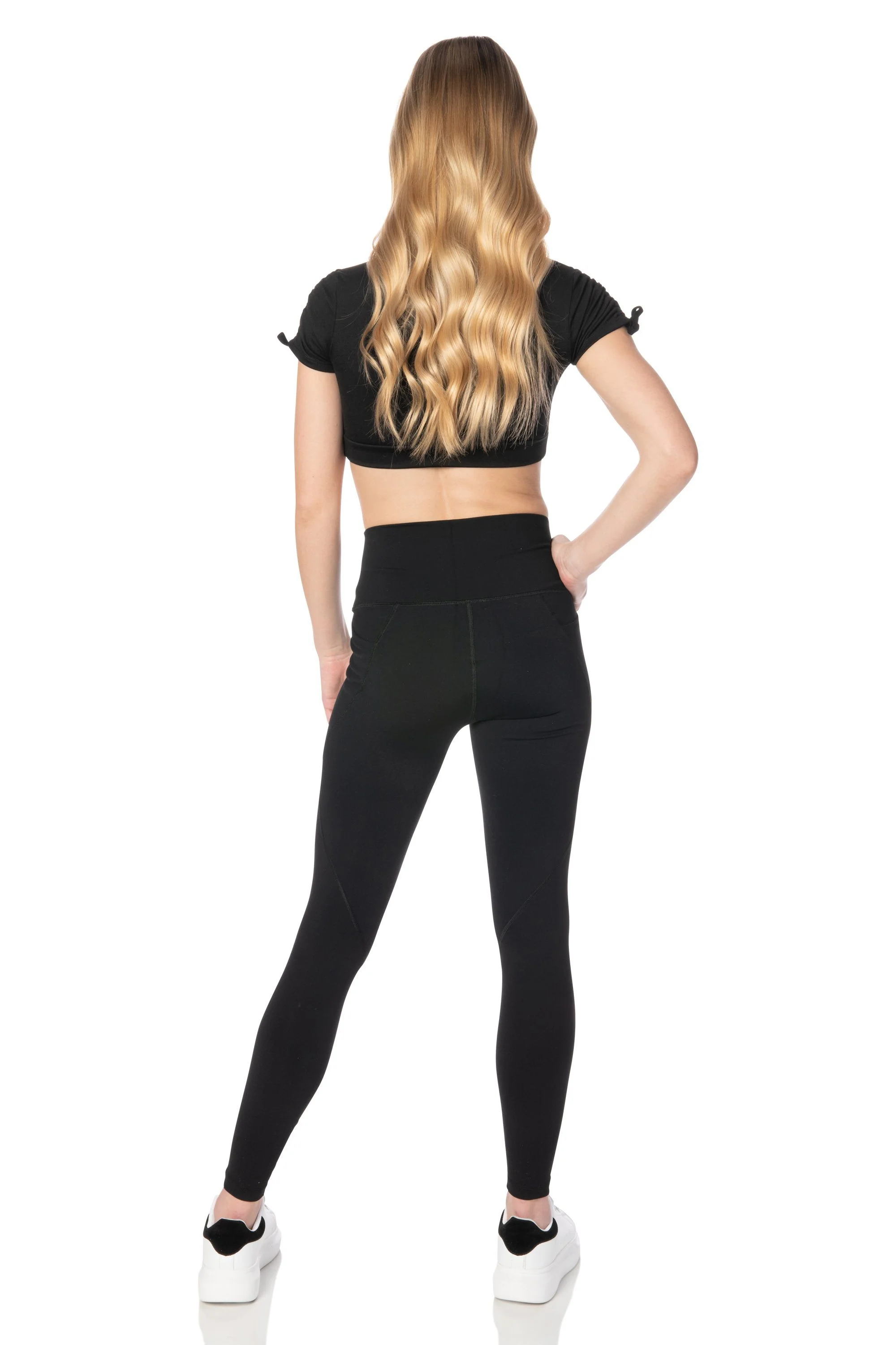 Black Shirred Sleeve Crop Top - Hypeach Active