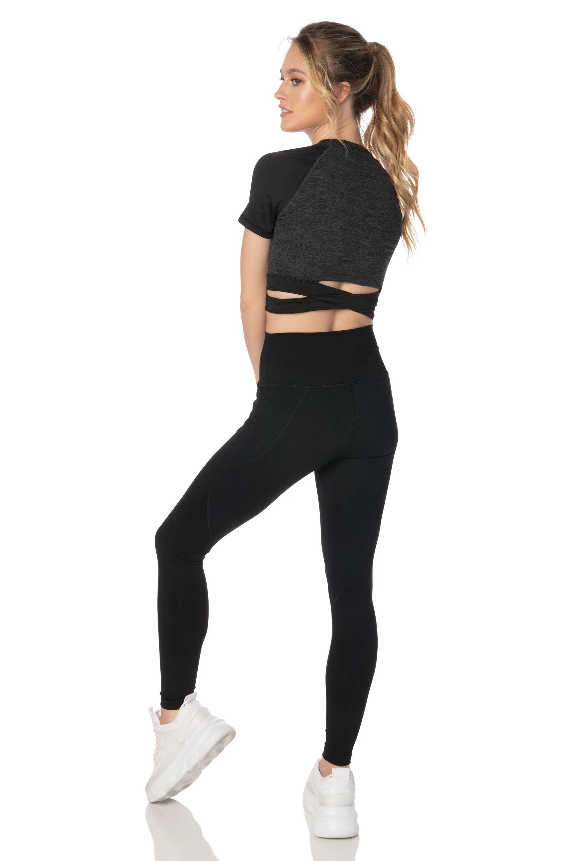 Charcoal Short Sleeve Crop Top - Hypeach Active