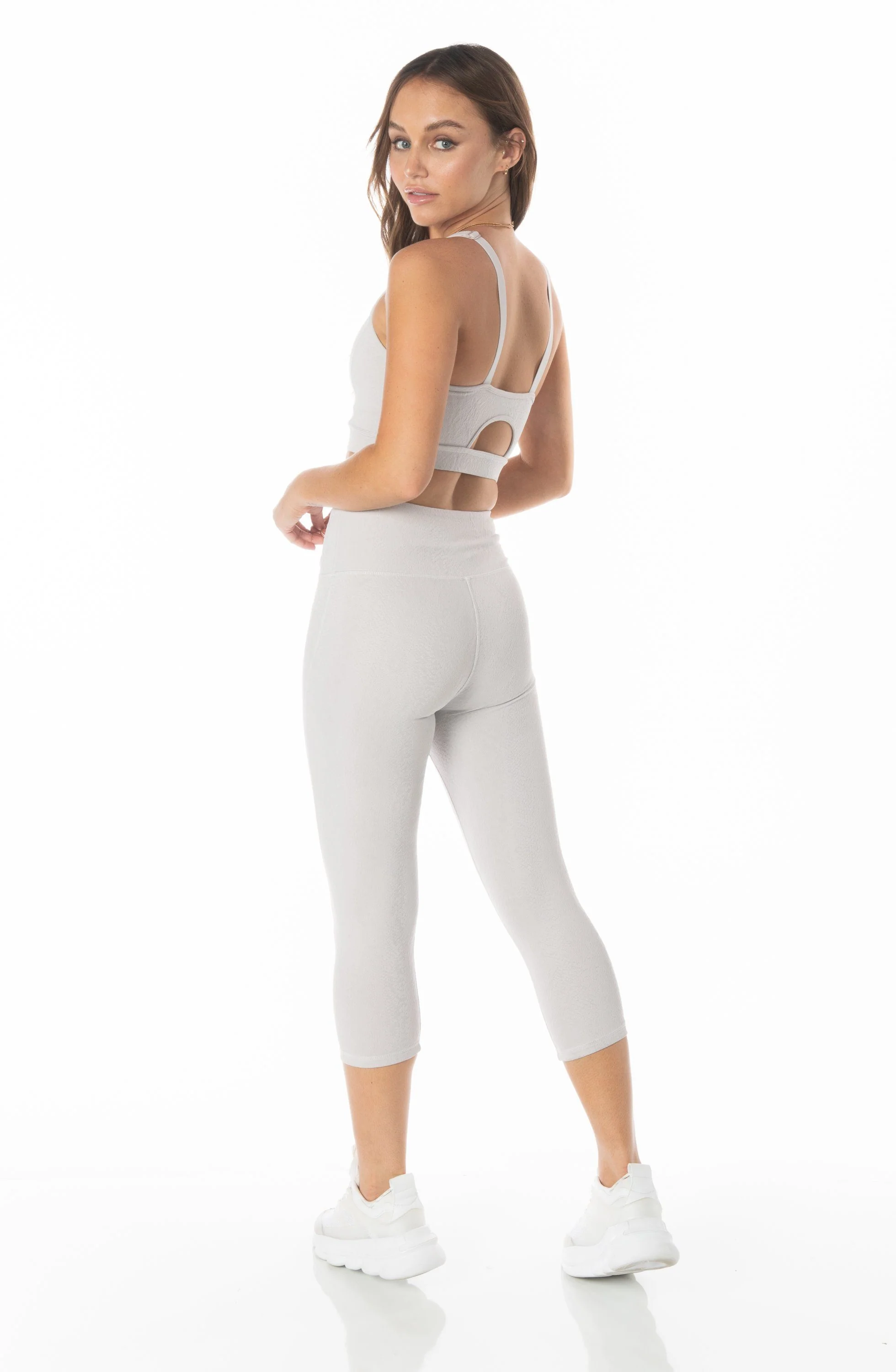 Grey Textured Snake Capri Leggings - Hypeach Active